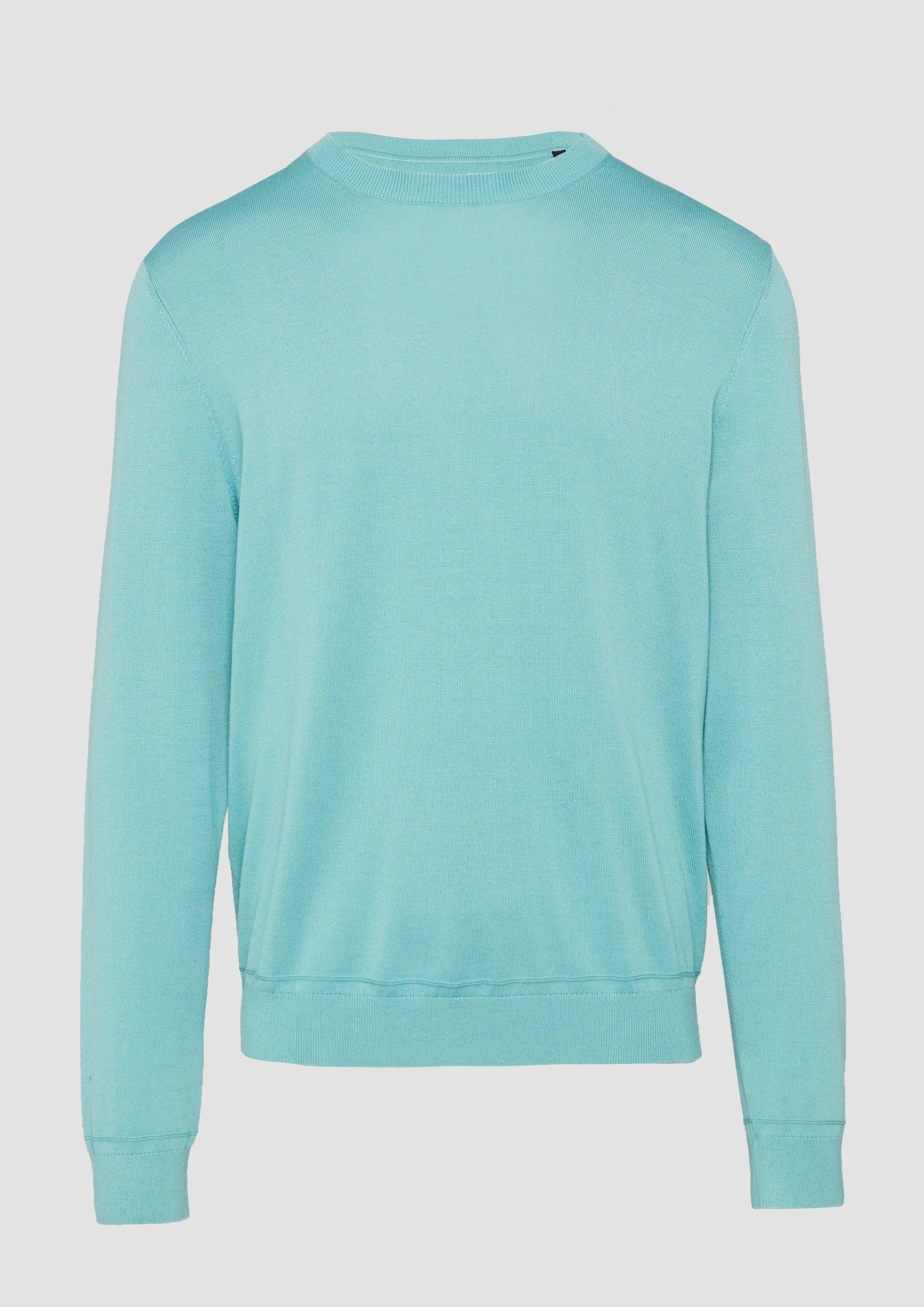 s.Oliver - Edler Feinstrickpullover aus Baumwollmix mit Rippbündchen, Herren, Blau von s.Oliver