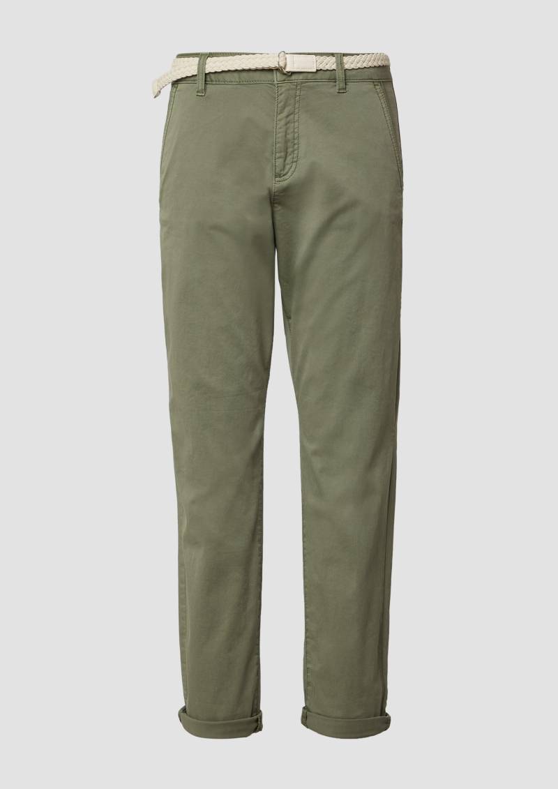 s.Oliver - Chino mit geflochtenem Gürtel und Garment Dye, Damen, Grün von s.Oliver