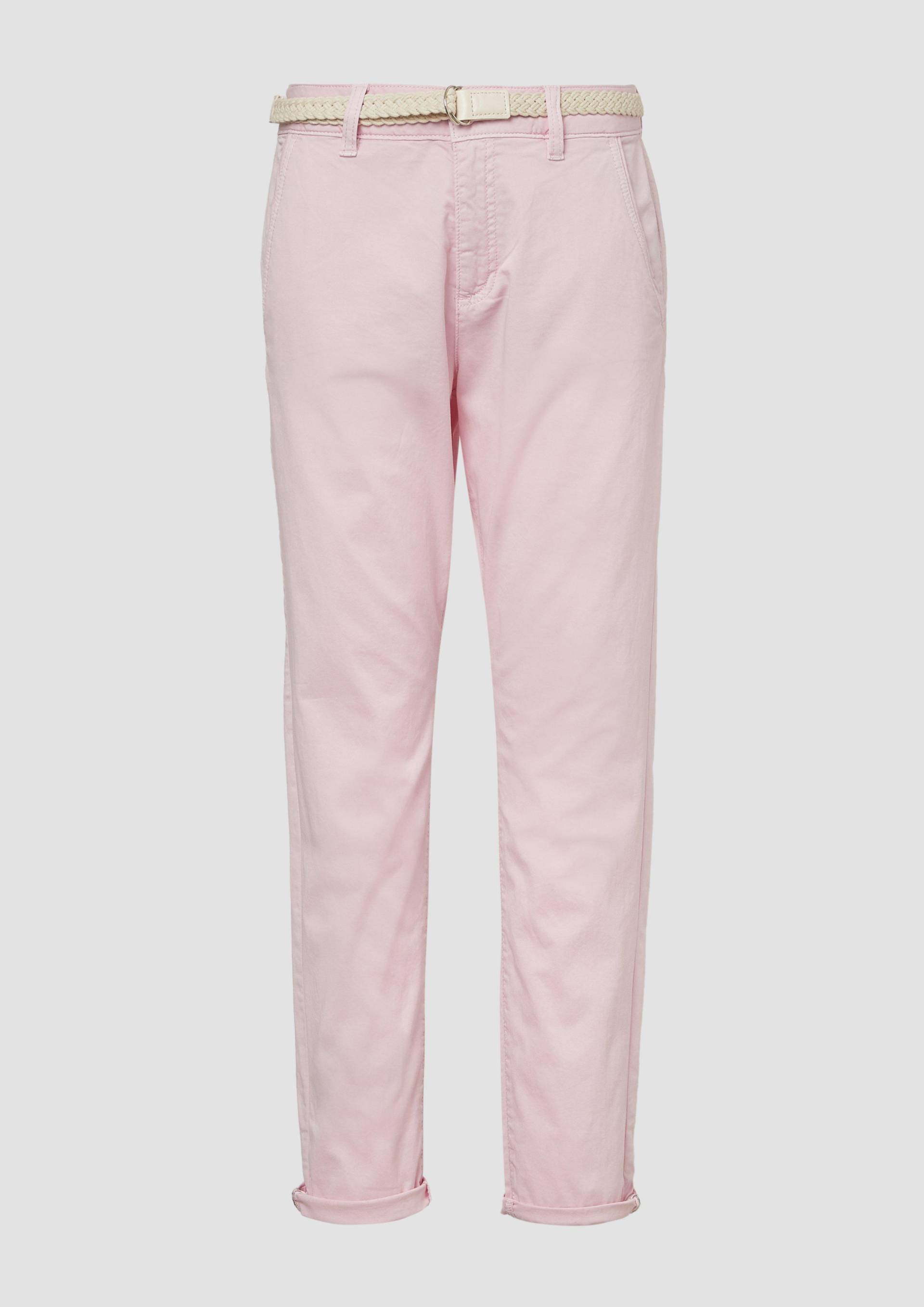 s.Oliver - Chino mit geflochtenem Gürtel und Garment Dye, Damen, Rosa von s.Oliver