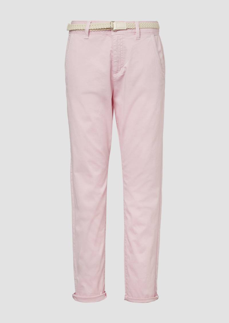 s.Oliver - Chino mit geflochtenem Gürtel und Garment Dye, Damen, Rosa von s.Oliver