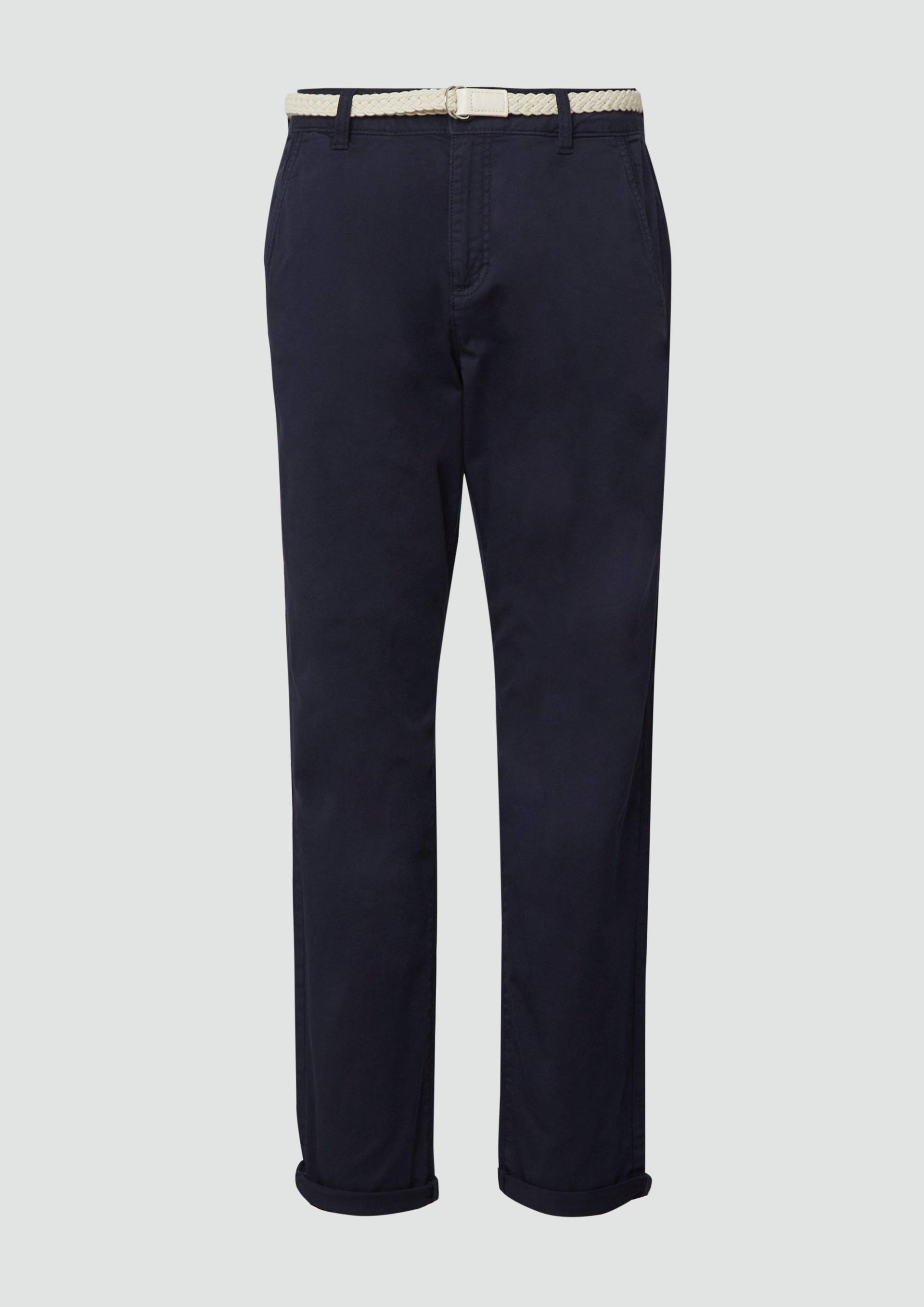 s.Oliver - Chino mit geflochtenem Gürtel und Garment Dye, Damen, blau von s.Oliver