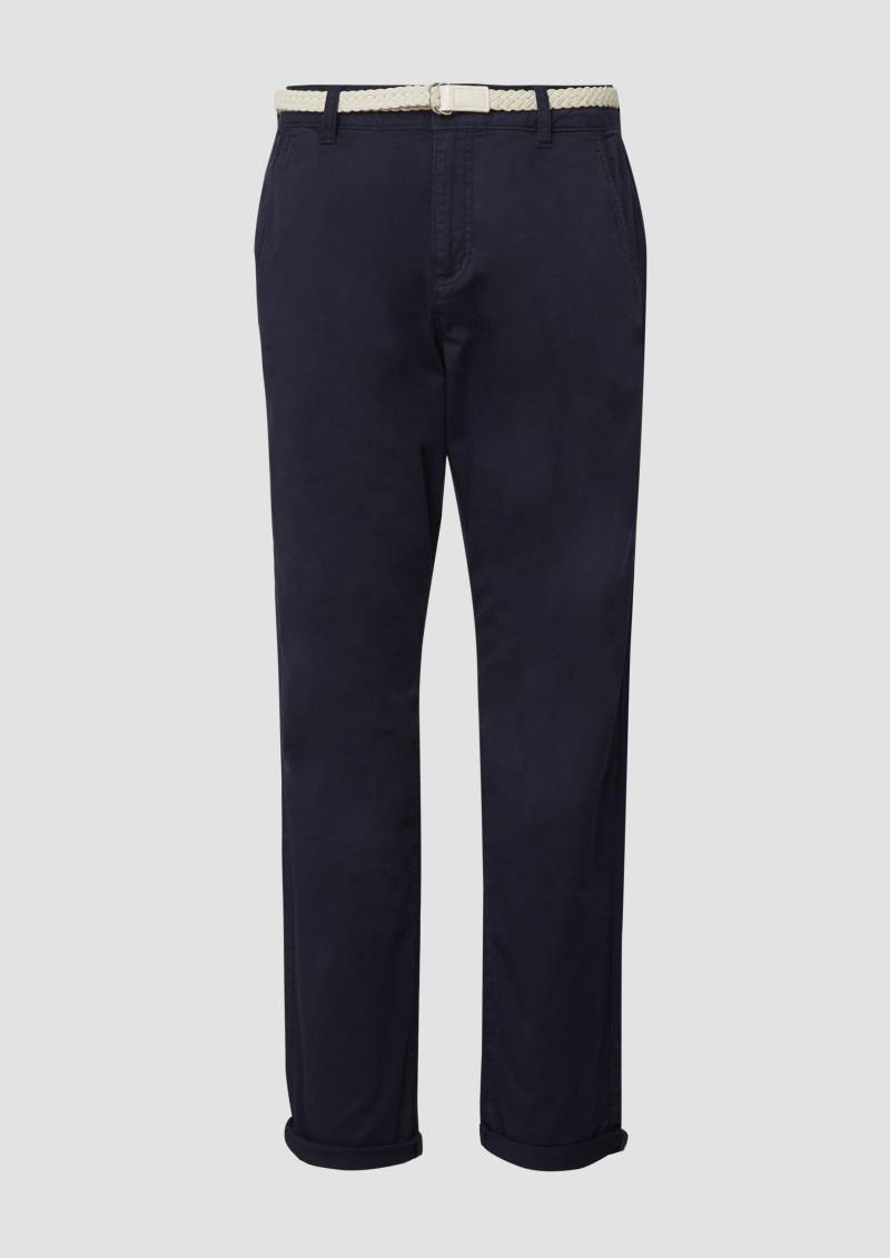 s.Oliver - Chino mit geflochtenem Gürtel und Garment Dye, Damen, blau von s.Oliver