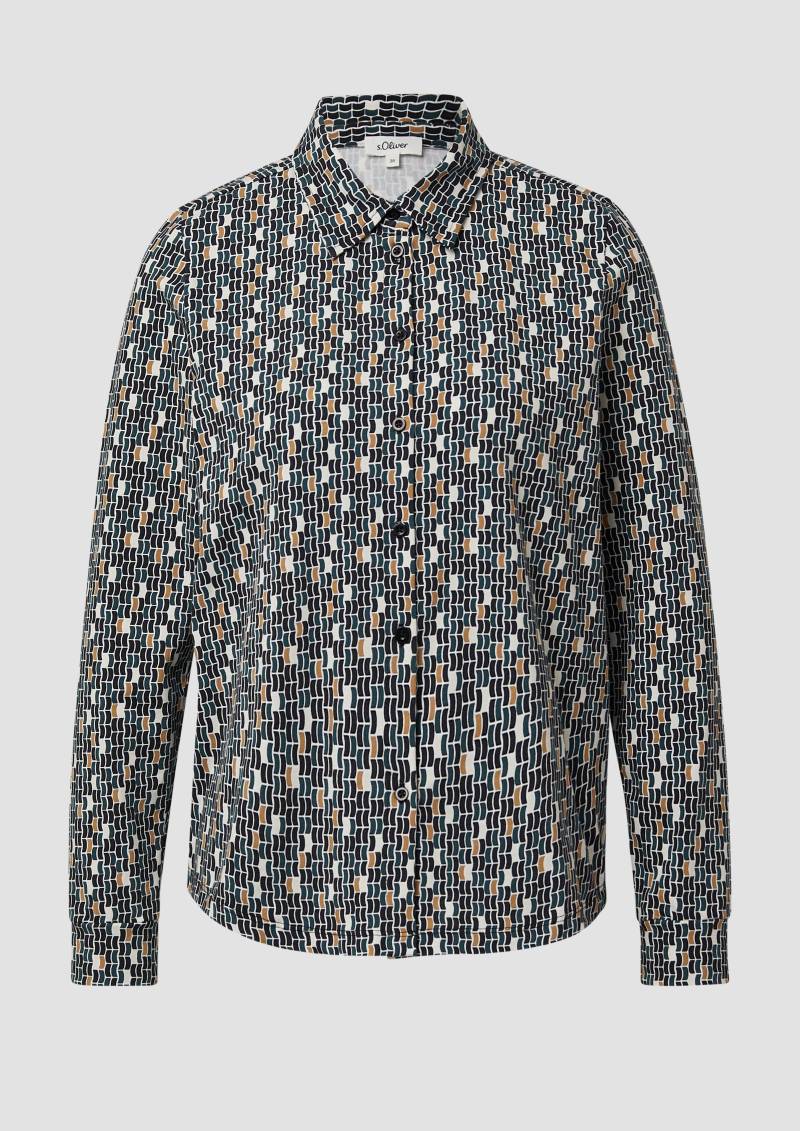 s.Oliver - Elastische Jerseybluse mit All-over-Print, Damen, schwarz von s.Oliver
