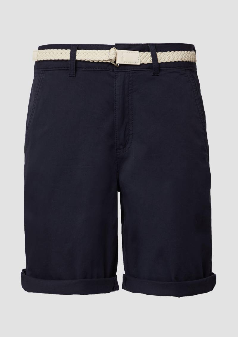 s.Oliver - Shorts mit geflochtenem Gürtel und Garment Dye, Damen, blau von s.Oliver