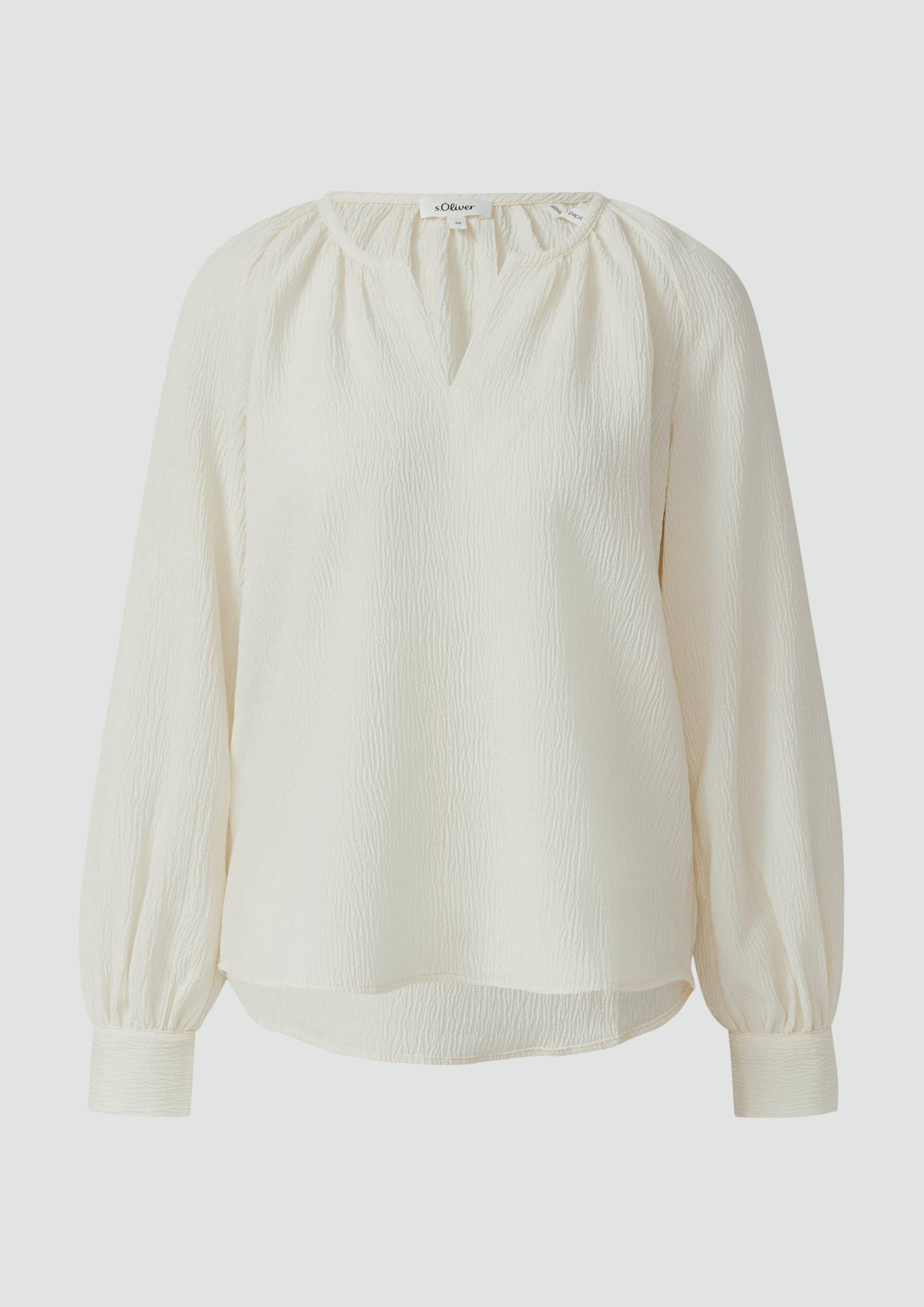 s.Oliver - Elastische strukturierte Bluse mit weitem Arm, Damen, Beige von s.Oliver