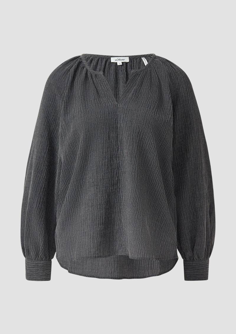 s.Oliver - Elastische strukturierte Bluse mit weitem Arm, Damen, grau von s.Oliver