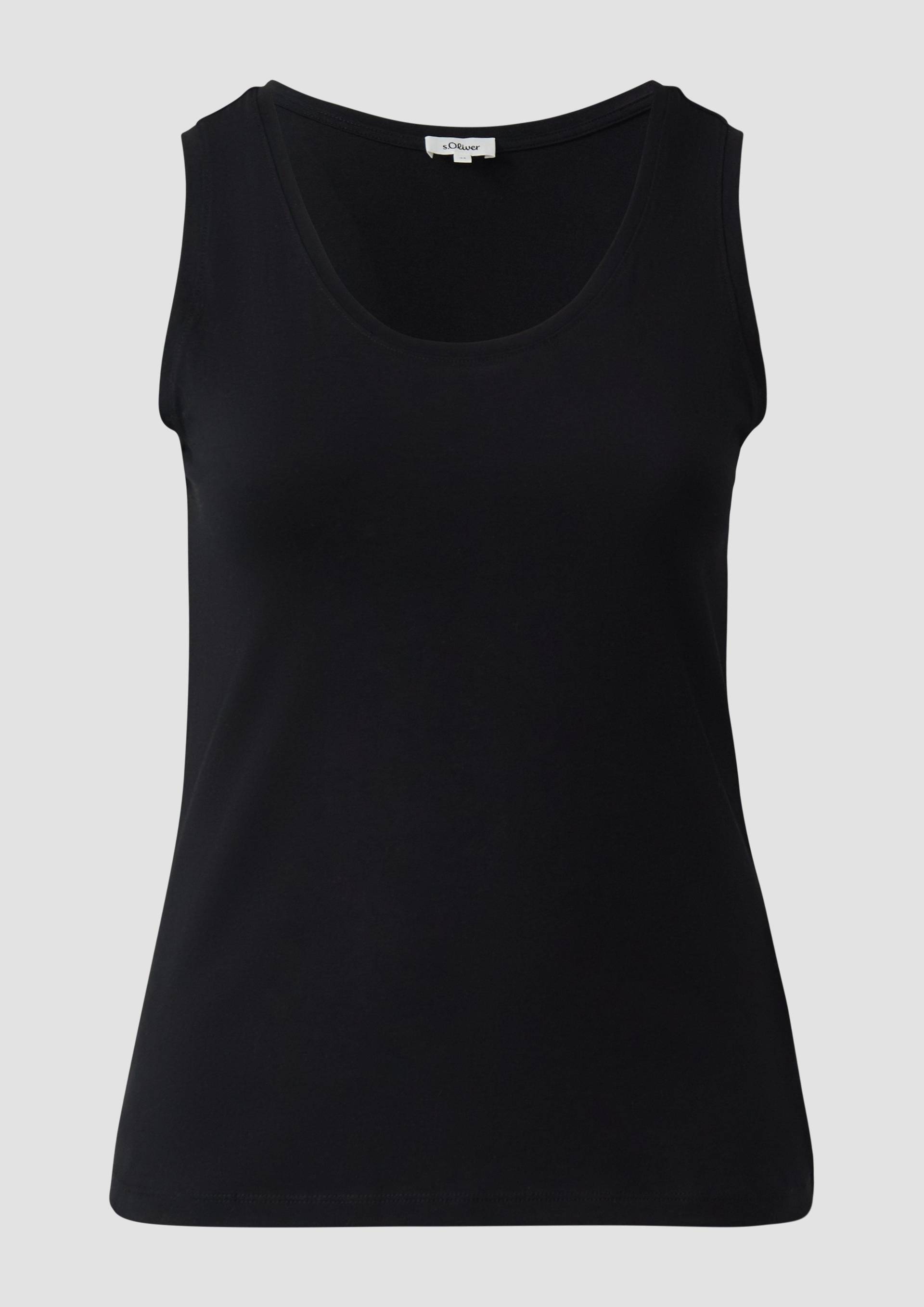 s.Oliver - Elastisches Tanktop aus Baumwollmix, Damen, schwarz von s.Oliver
