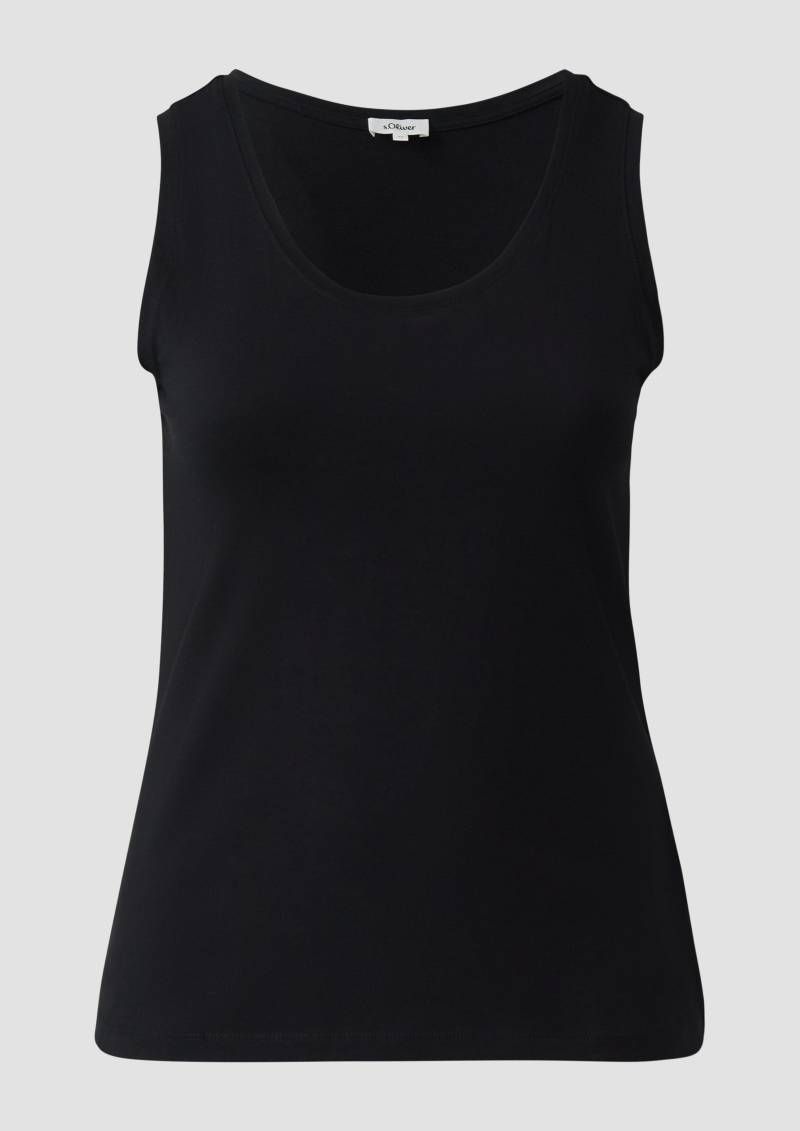 s.Oliver - Elastisches Tanktop aus Baumwollmix, Damen, schwarz von s.Oliver