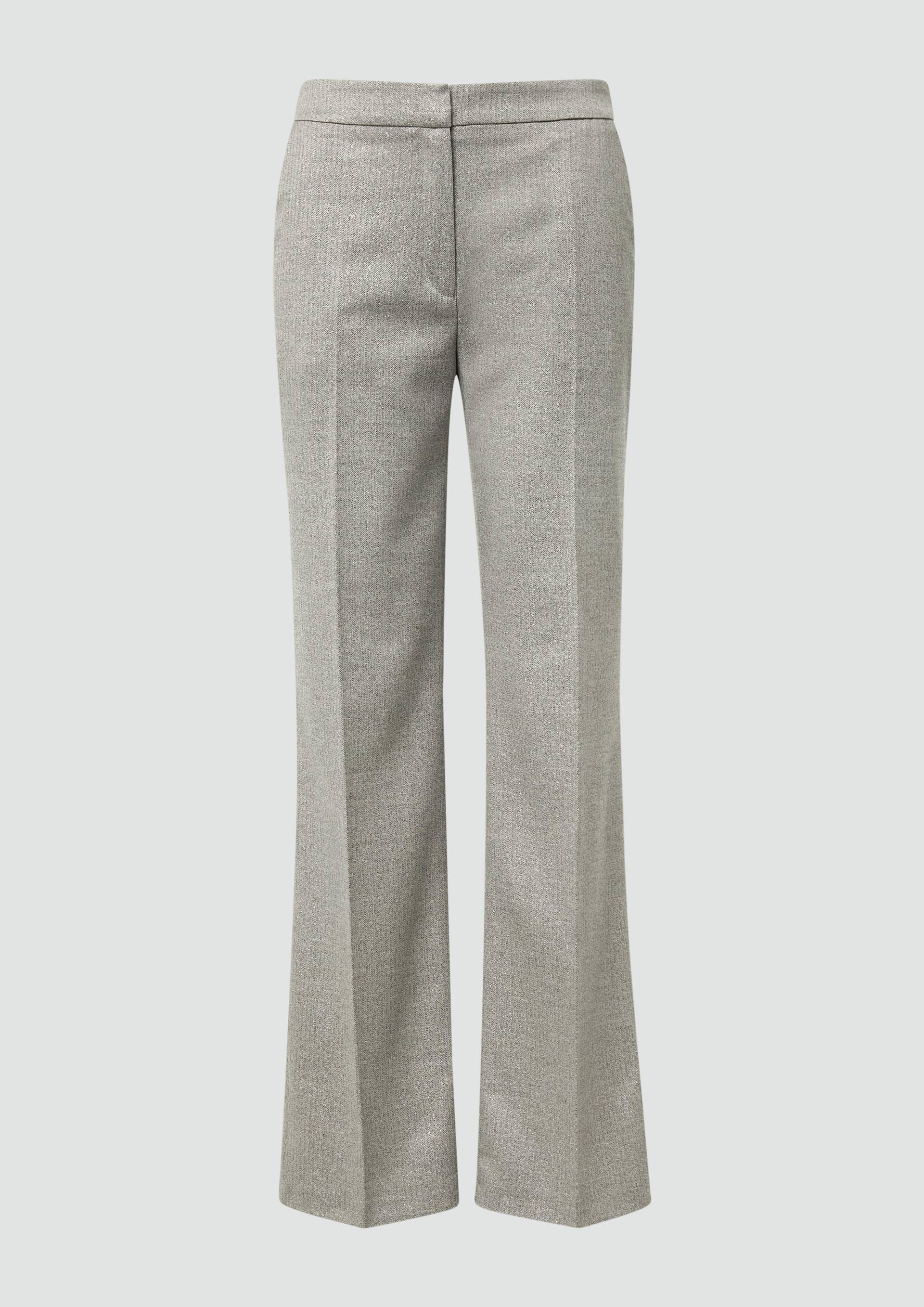 s.Oliver - Elegante Stoffhose mit weitem Bein und Glitzergarn, Damen, grau von s.Oliver