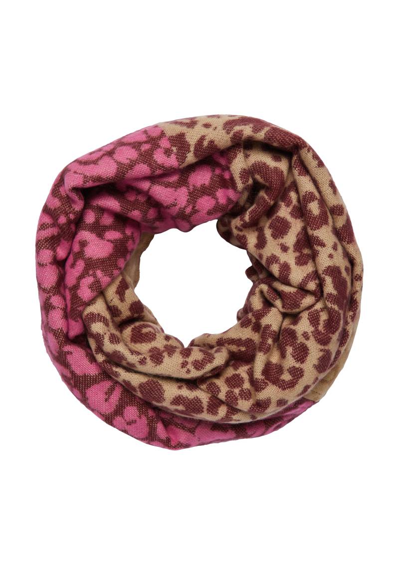 s.Oliver - Eleganter Leo-Loop-Schal aus strukturiertem Jacquard, Damen, rot|mehrfarbig von s.Oliver