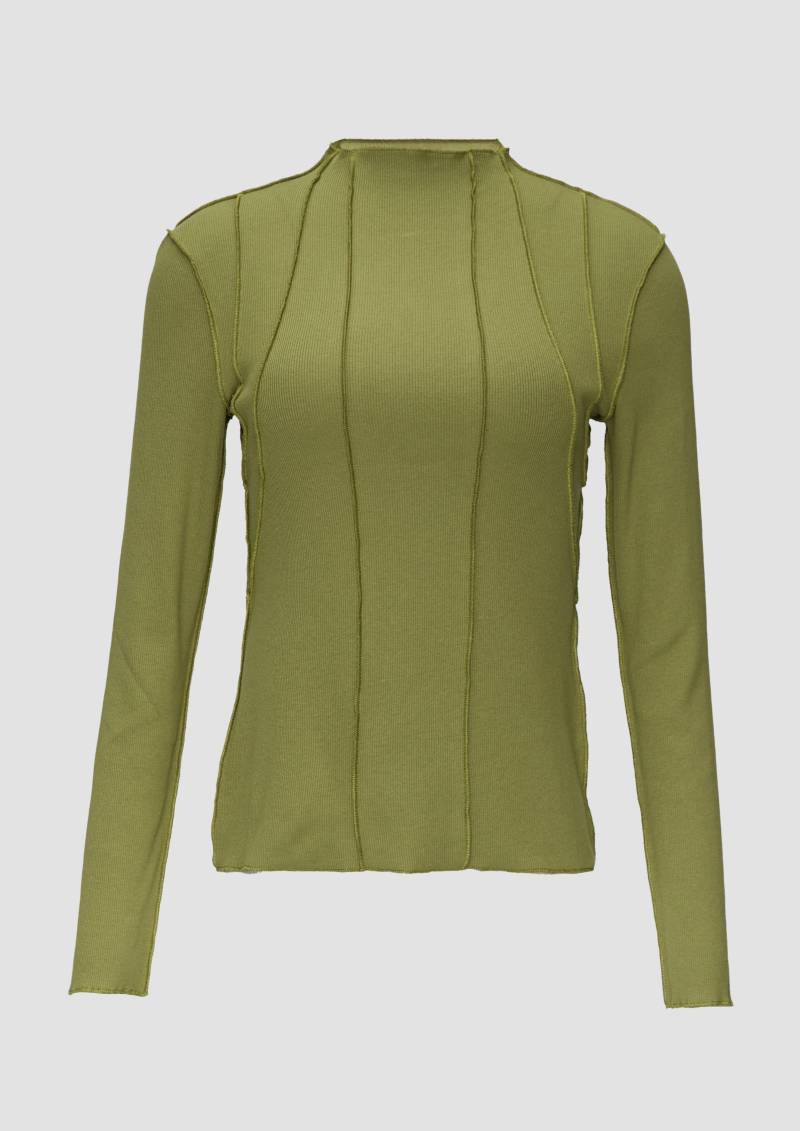 s.Oliver - Enganliegendes Langarmshirt mit Naht-Details, Damen, grün von s.Oliver