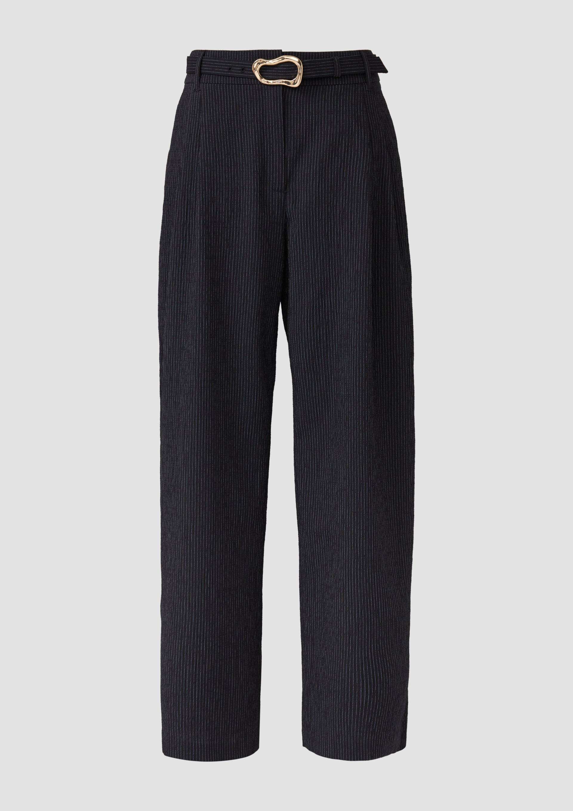 s.Oliver - Fein gestreifte Wide-Leg-Hose mit Textilgürtel, Damen, schwarz s.Oliver - Fein gestreifte Wide-Leg-Hose mit Textilgürtel, Damen, schwarz von s.Oliver