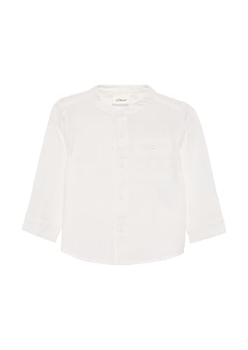 s.Oliver Fein gestreiftes Baumwollhemd in Leinen-Optik weiß 92 von s.Oliver