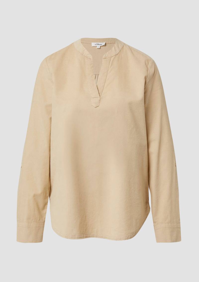 s.Oliver - Feincord-Bluse mit Turn-up und Raffung am Rücken, Damen, Beige von s.Oliver