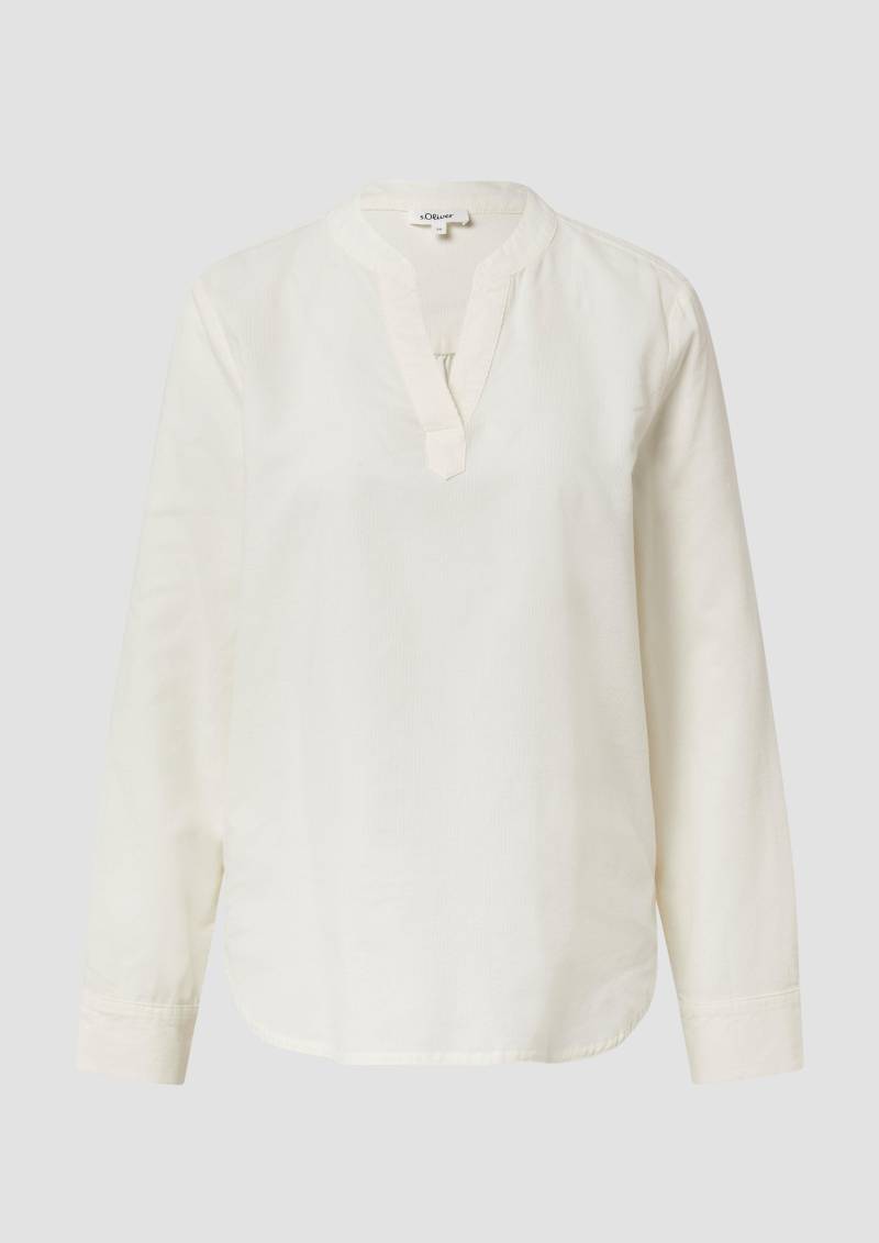 s.Oliver - Feincord-Bluse mit Turn-up und Raffung am Rücken, Damen, creme von s.Oliver