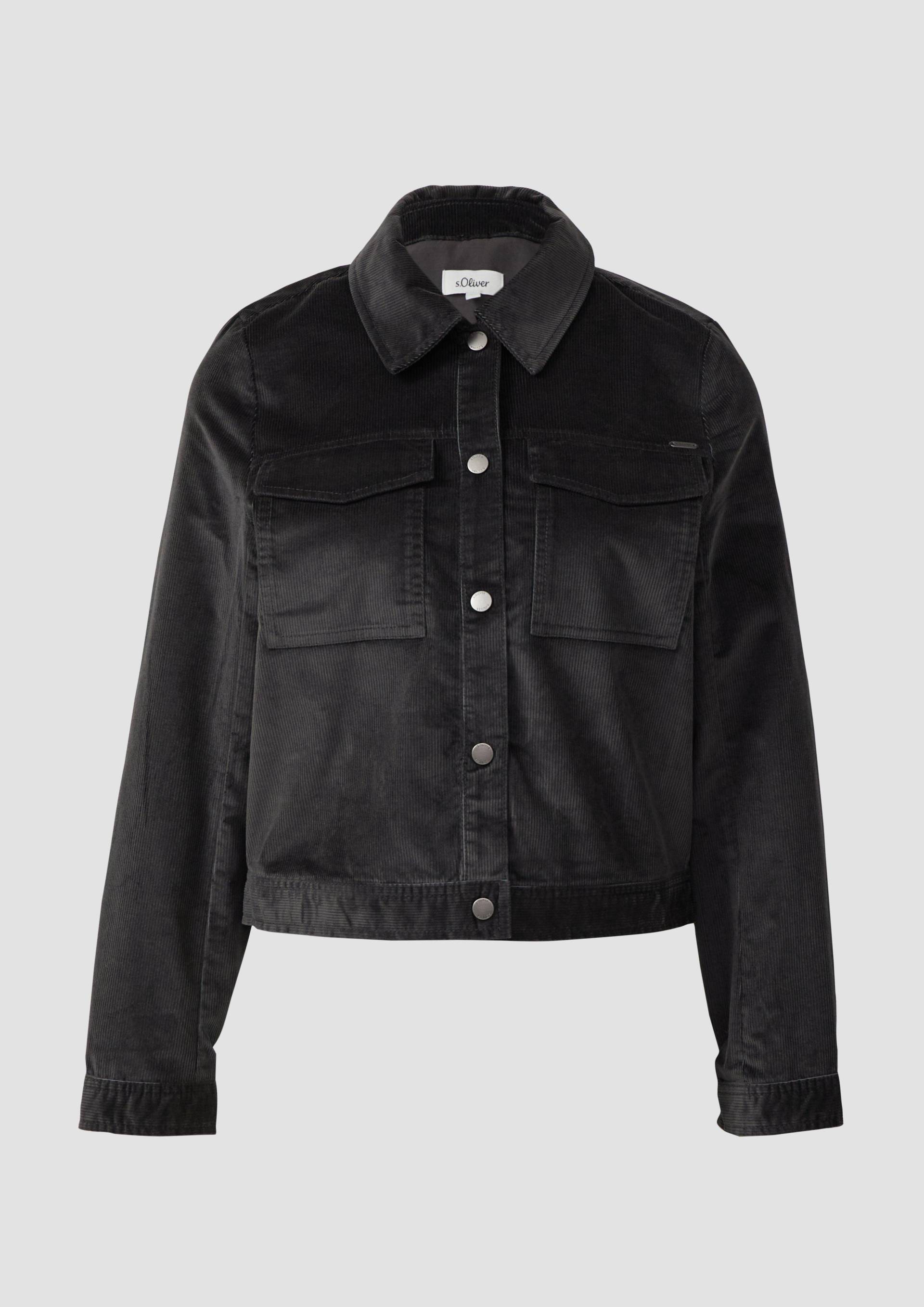 s.Oliver - Feincord-Jacke mit Hemdkragen und aufgesetzten Brusttaschen, Damen, grau von s.Oliver