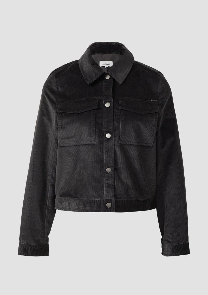 s.Oliver - Feincord-Jacke mit Hemdkragen und aufgesetzten Brusttaschen, Damen, grau von s.Oliver