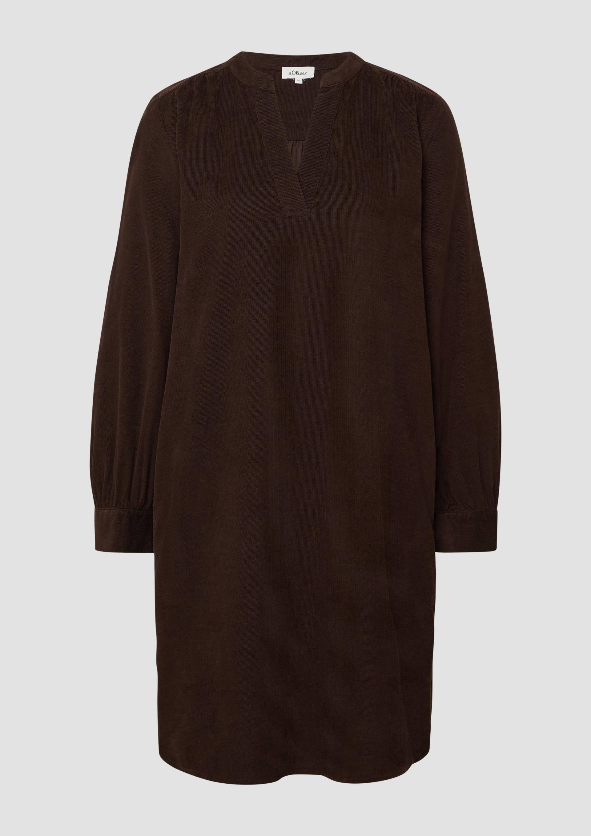s.Oliver - Feincord-Kleid mit seitlichen Eingrifftaschen, Damen, braun von s.Oliver
