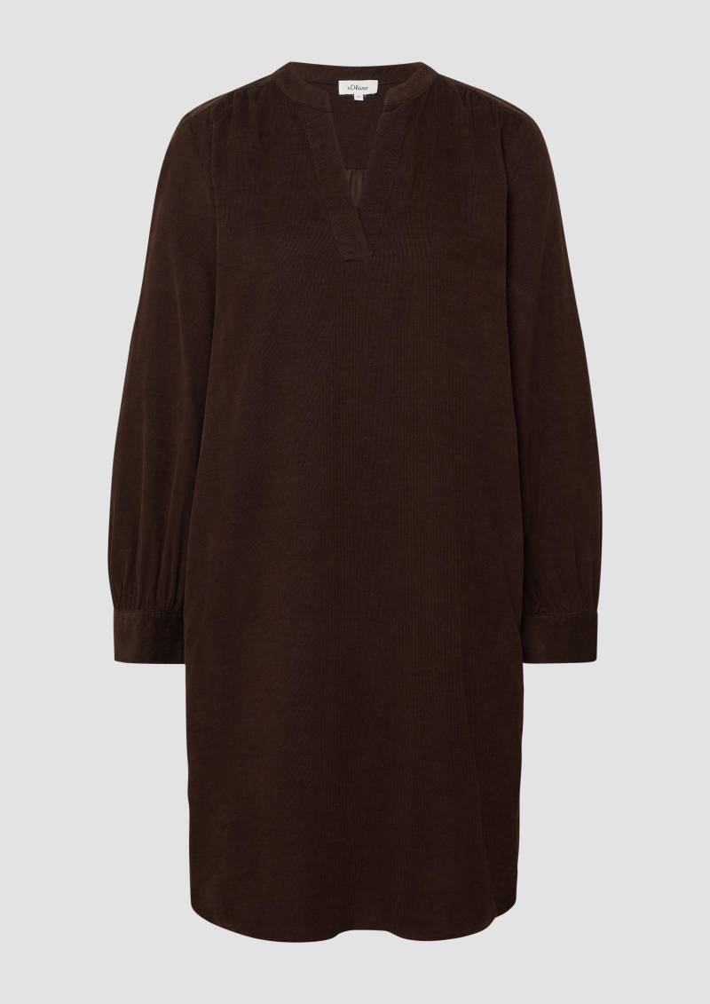 s.Oliver - Feincord-Kleid mit seitlichen Eingrifftaschen, Damen, braun von s.Oliver