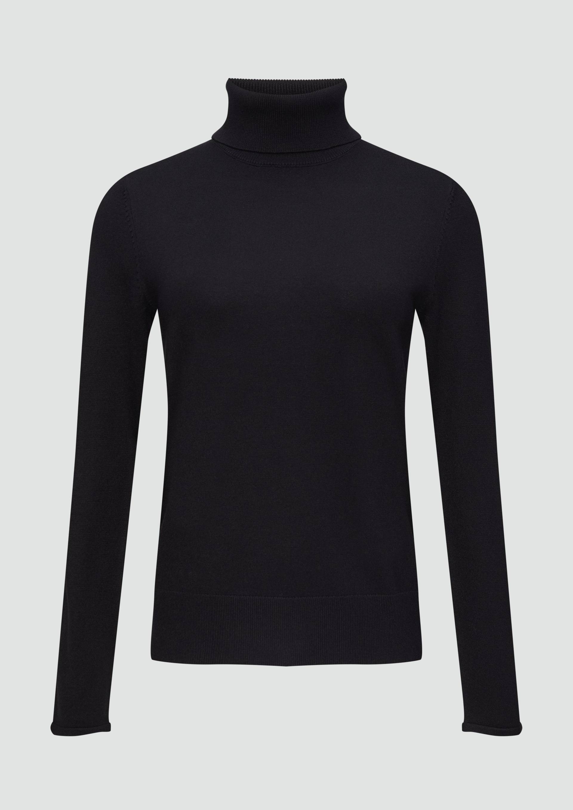 s.Oliver - Feiner Rollkragenpullover mit Ajour-Details, Damen, schwarz von s.Oliver