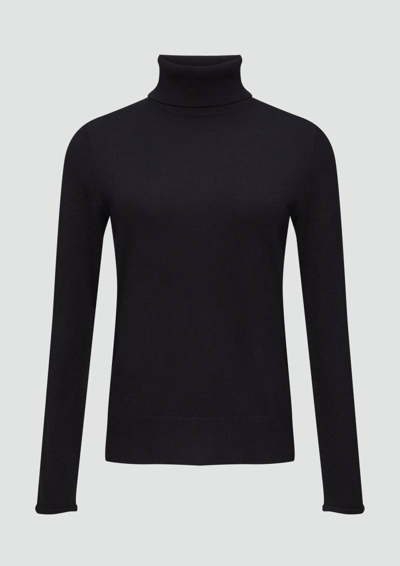 s.Oliver - Feiner Rollkragenpullover mit Ajour-Details, Damen, schwarz von s.Oliver