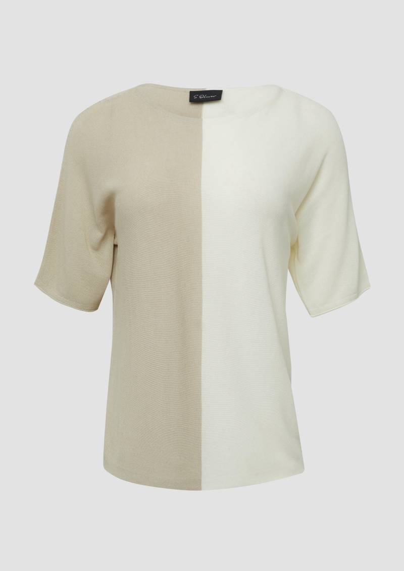 s.Oliver - Feiner Strickshirt in Colour-Blocking-Optik, Damen, creme|beige von s.Oliver