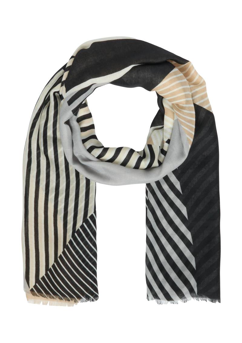 s.Oliver - Feines Tuch aus recyceltem Polyester mit modischem Artwork-Print, Damen, schwarz von s.Oliver