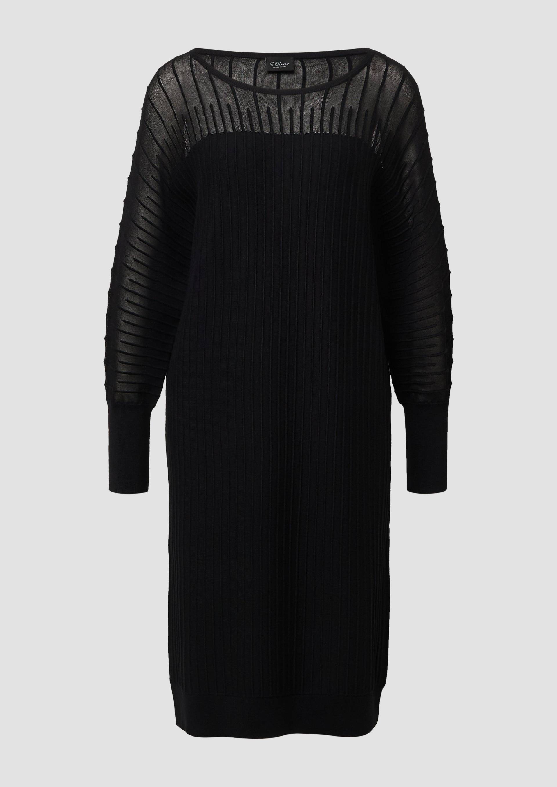s.Oliver - Feinstrick-Kleid im Relaxed Fit mit U-Boot-Ausschnitt und Fledermausärmeln, Damen, schwarz von s.Oliver