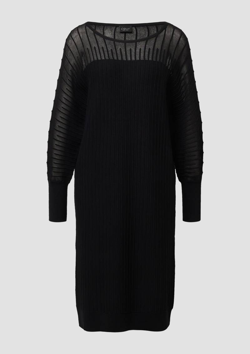 s.Oliver - Feinstrick-Kleid im Relaxed Fit mit U-Boot-Ausschnitt und Fledermausärmeln, Damen, schwarz von s.Oliver