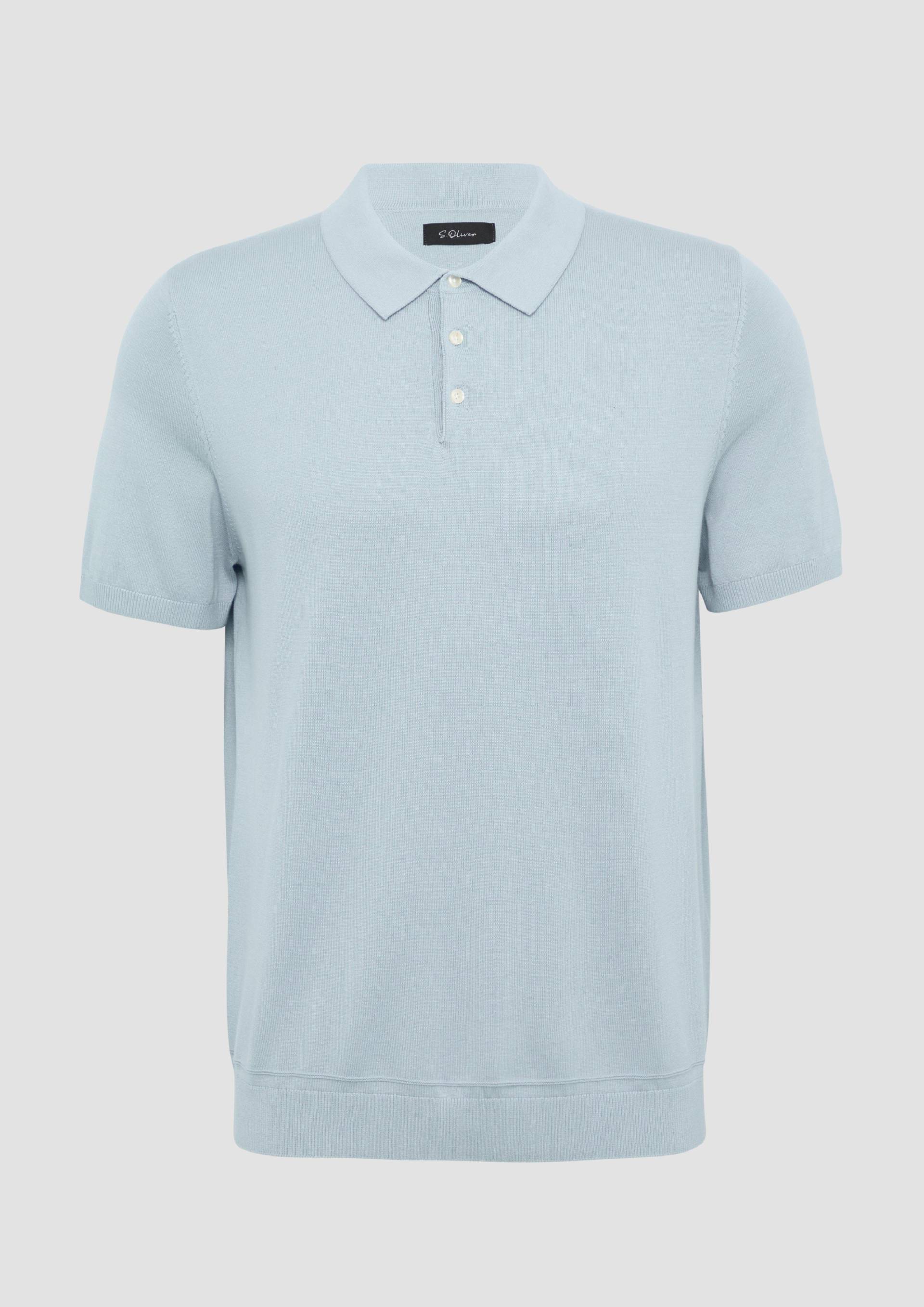 s.Oliver - Feinstrick-Poloshirt aus Baumwoll-Modalmix, Herren, blau von s.Oliver