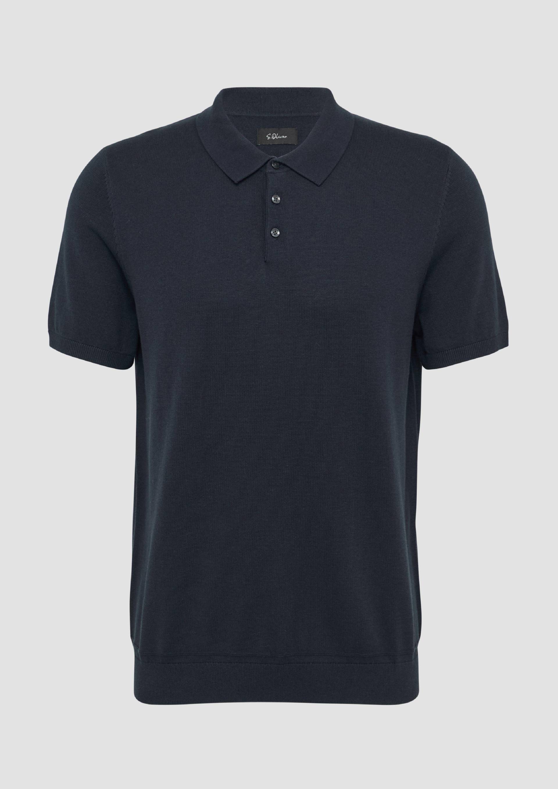s.Oliver - Feinstrick-Poloshirt aus Baumwoll-Modalmix, Herren, blau von s.Oliver