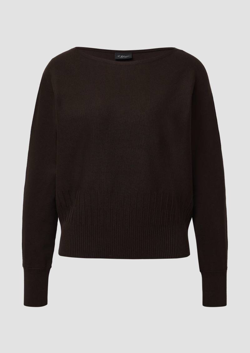 s.Oliver - Feinstrick-Pullover mit Strukturmuster am Saum, Damen, braun von s.Oliver