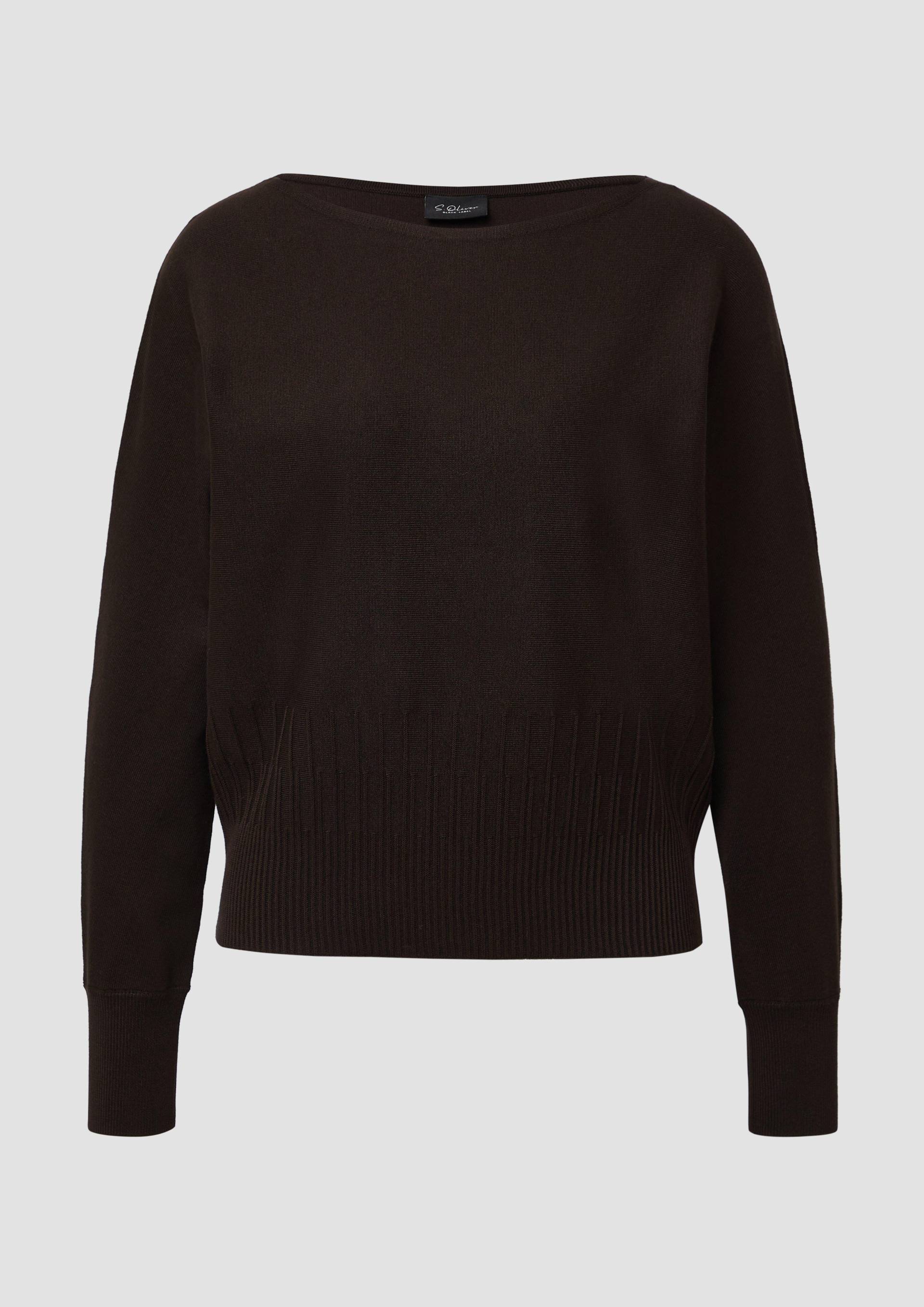 s.Oliver - Feinstrick-Pullover mit Strukturmuster am Saum, Damen, braun von s.Oliver