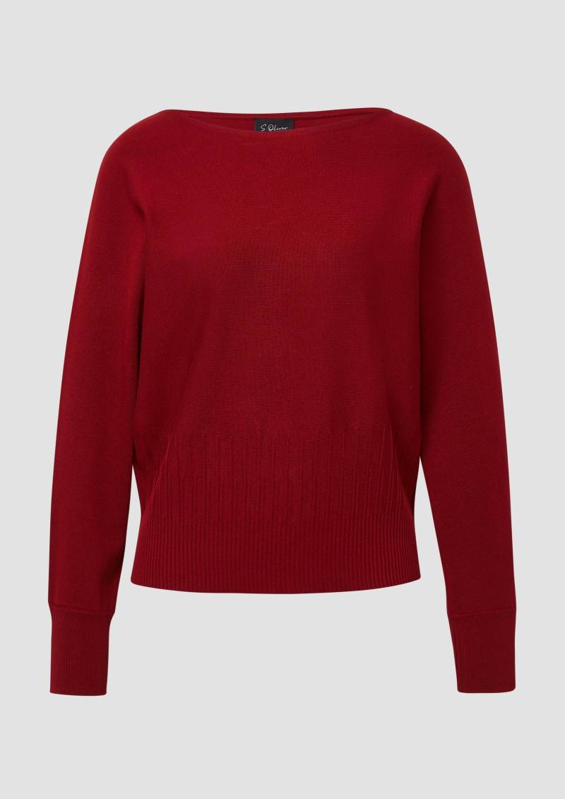 s.Oliver - Feinstrick-Pullover mit Strukturmuster am Saum, Damen, rot von s.Oliver