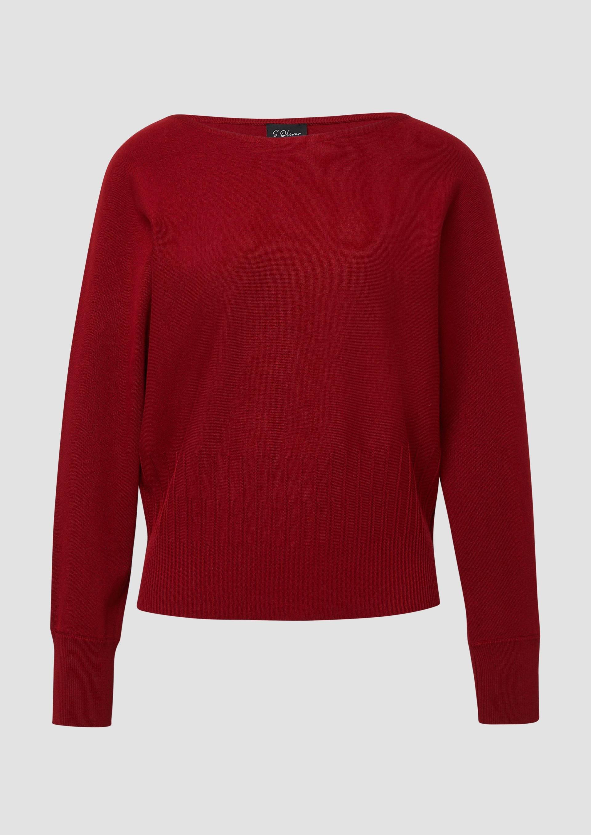 s.Oliver - Feinstrick-Pullover mit Strukturmuster am Saum, Damen, rot von s.Oliver