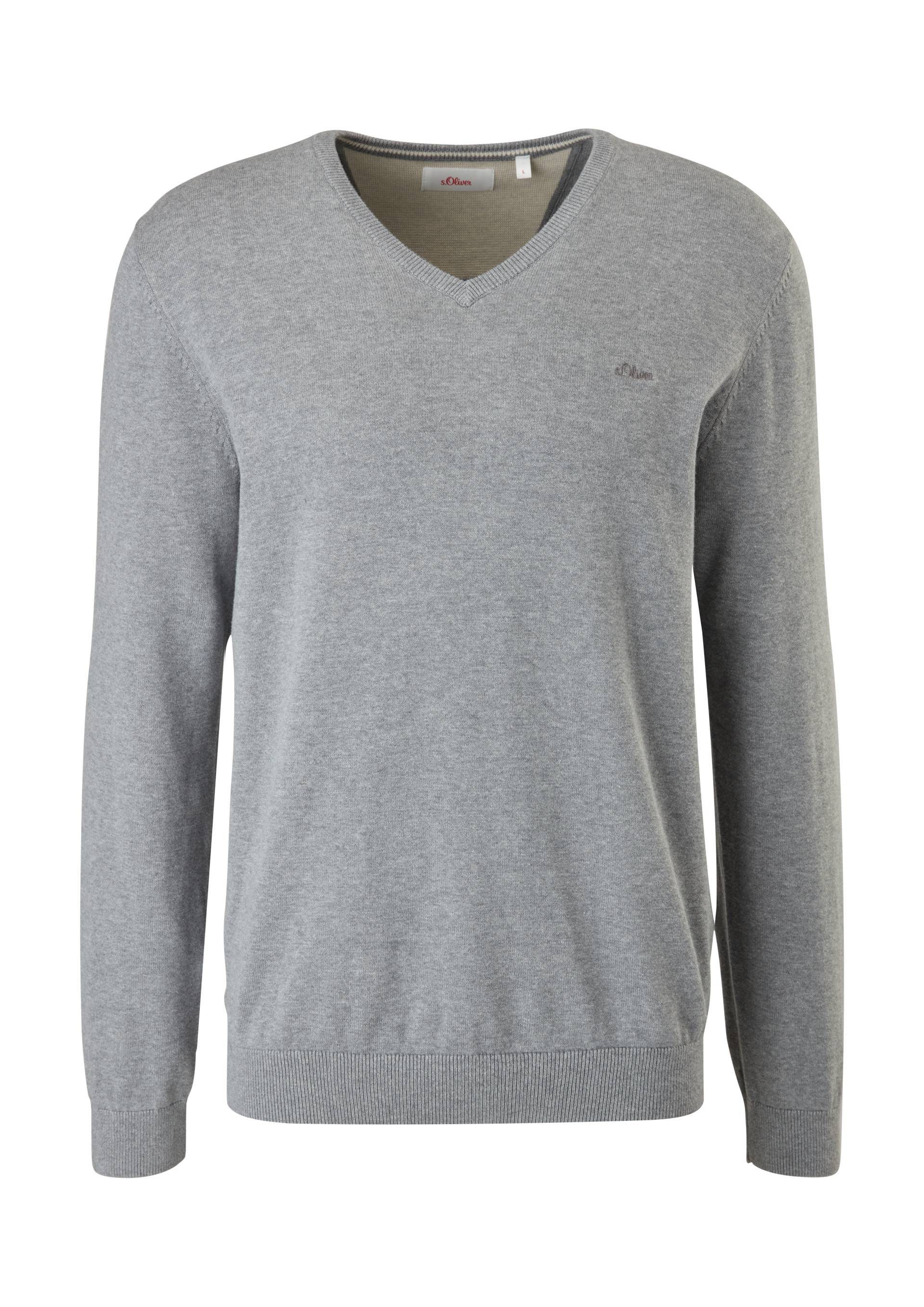 s.Oliver - Feinstrickpulli mit V-Ausschnitt, Herren, grau von s.Oliver