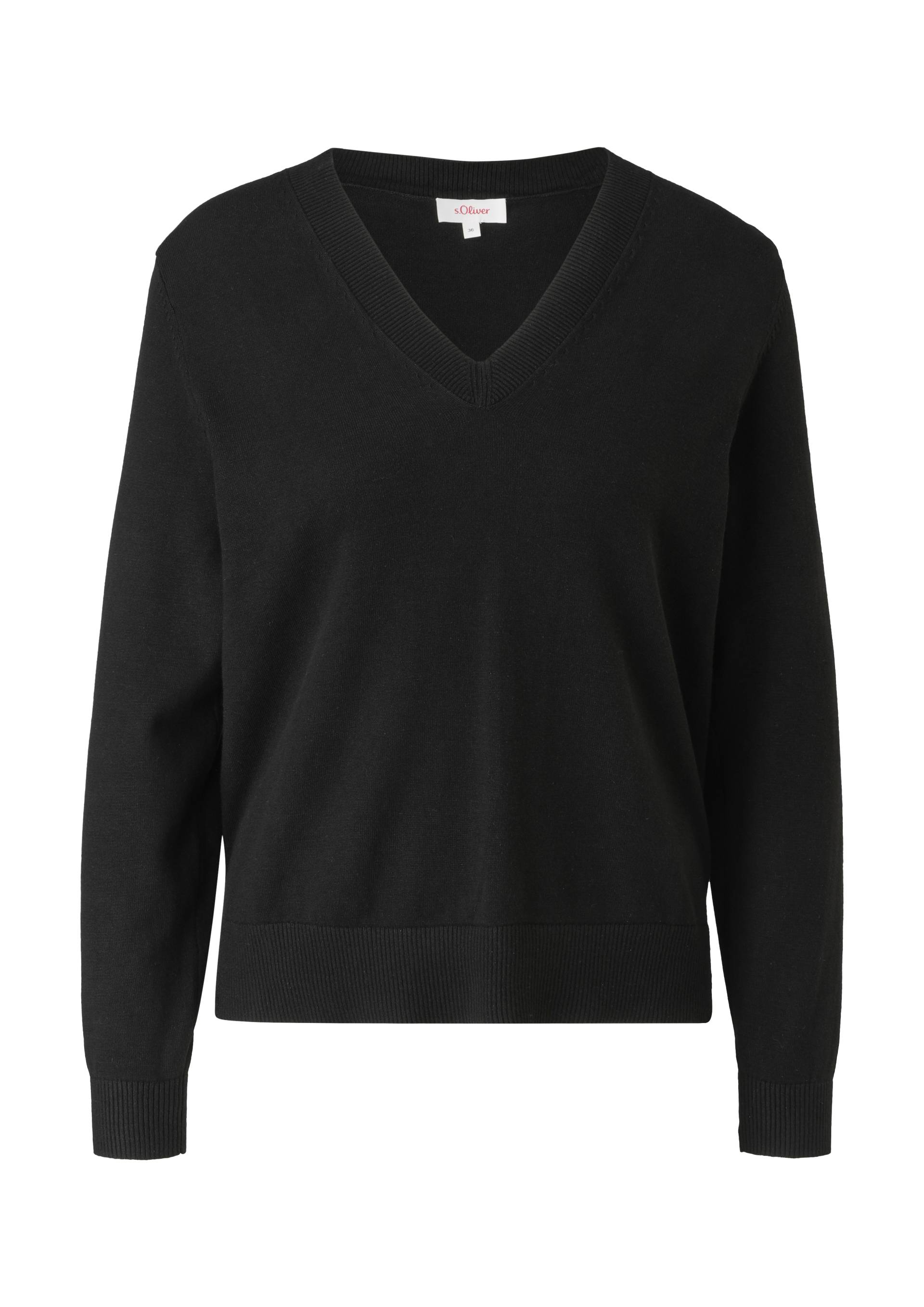 s.Oliver - Feinstrickpullover aus Viskosemix, Damen, schwarz von s.Oliver