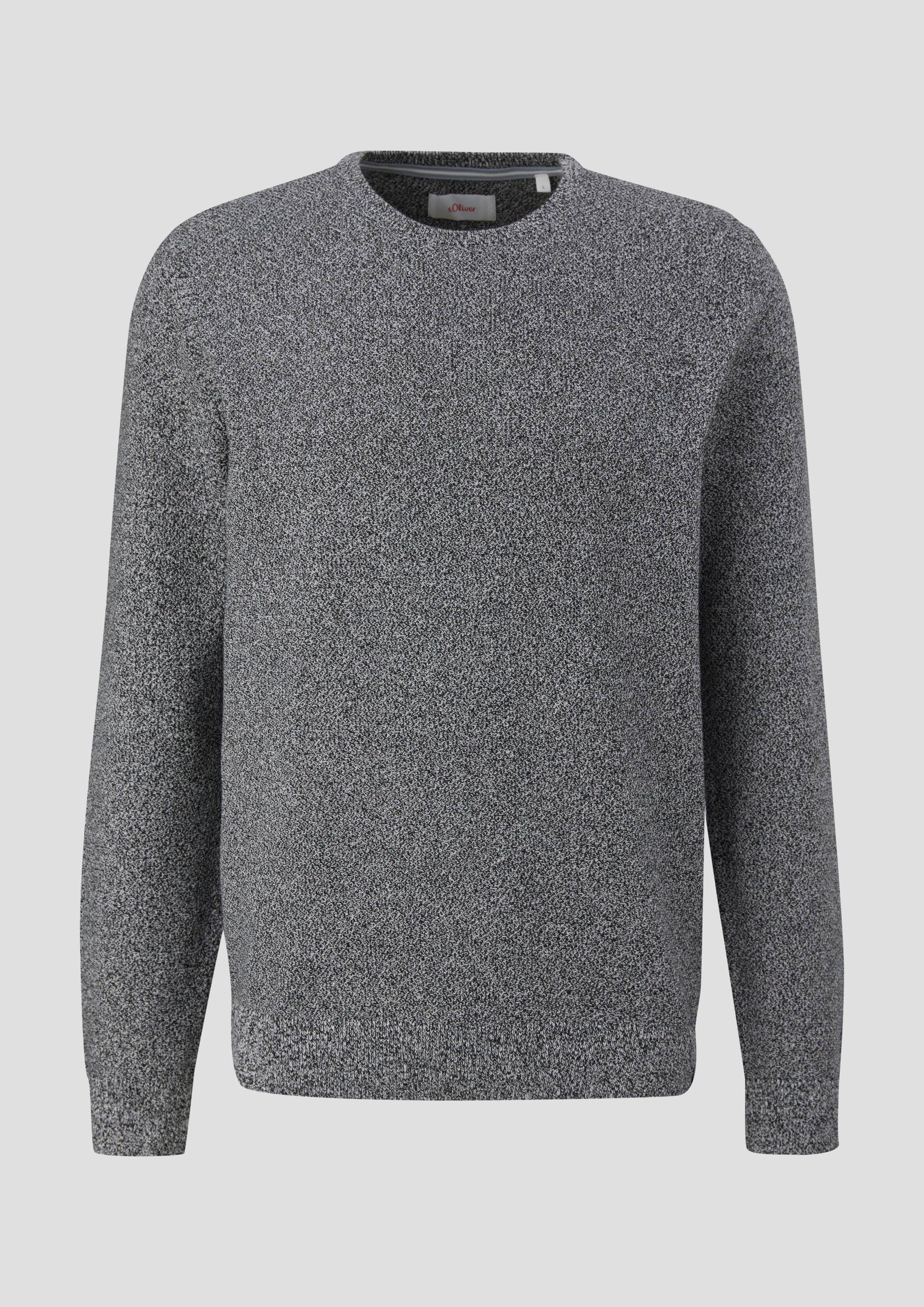 s.Oliver - Feinstrickpullover mit Crew Neck, Herren, grau|schwarz von s.Oliver