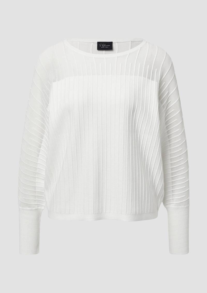 s.Oliver - Feinstrickpullover mit Fledermausärmeln und Ottoman-Struktur, Damen, creme von s.Oliver