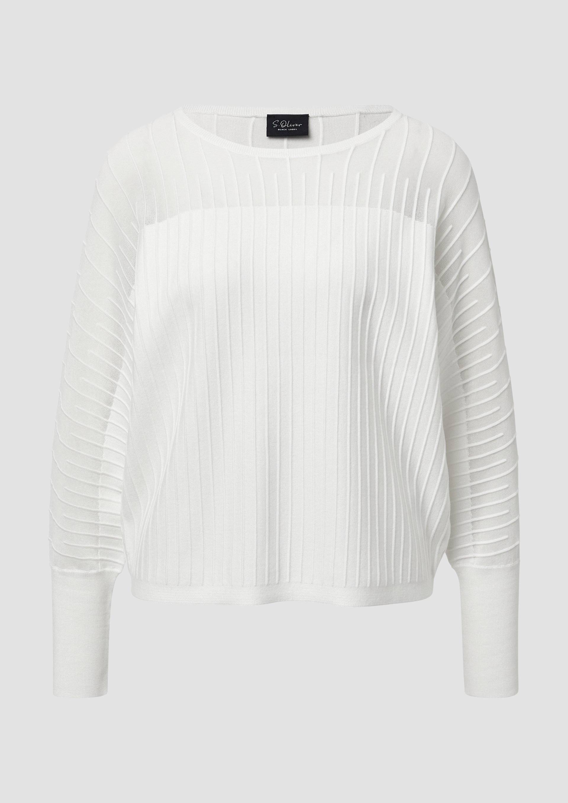 s.Oliver - Feinstrickpullover mit Fledermausärmeln und Ottoman-Struktur, Damen, creme von s.Oliver