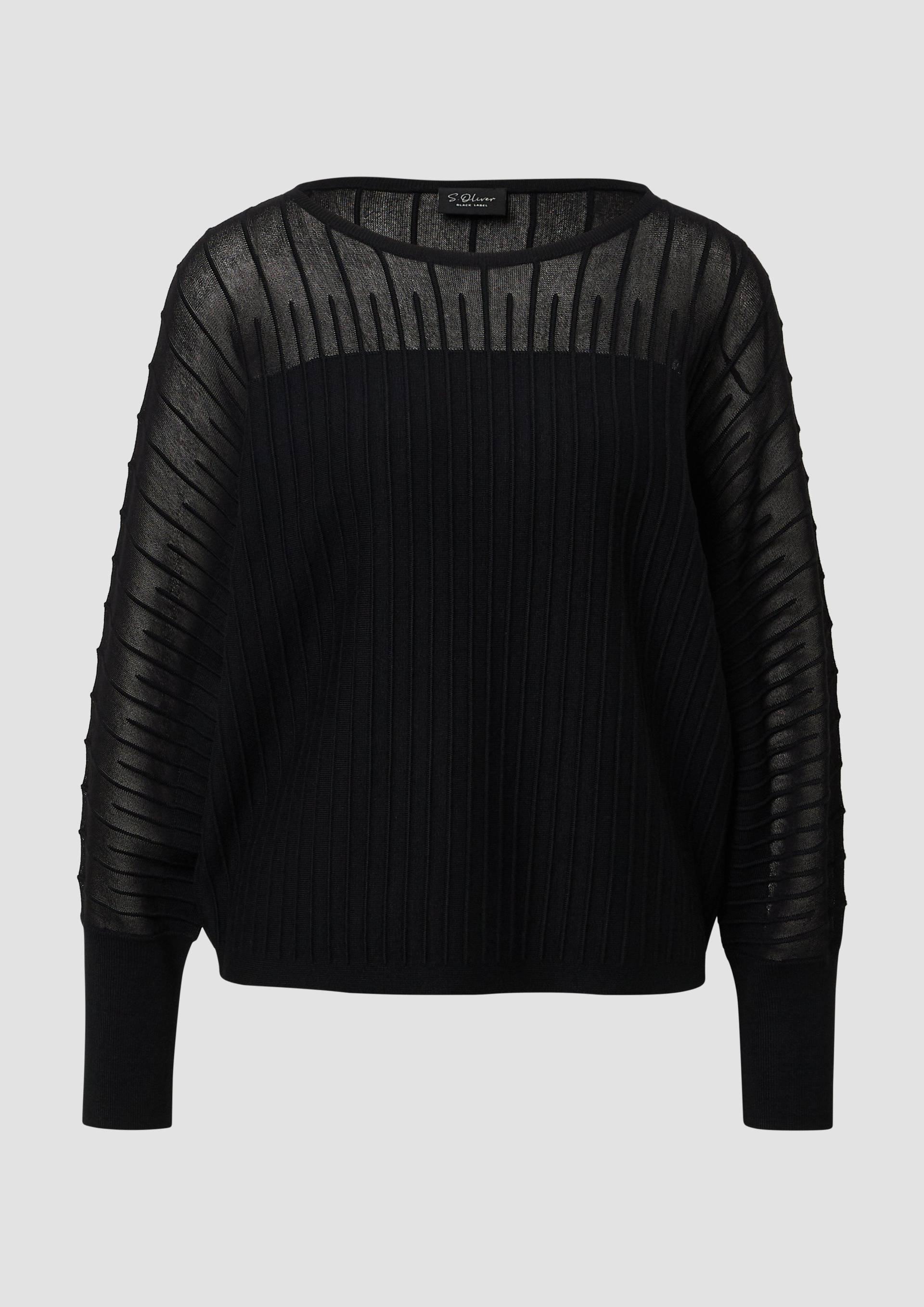 s.Oliver - Feinstrickpullover mit Fledermausärmeln und Ottoman-Struktur, Damen, schwarz von s.Oliver
