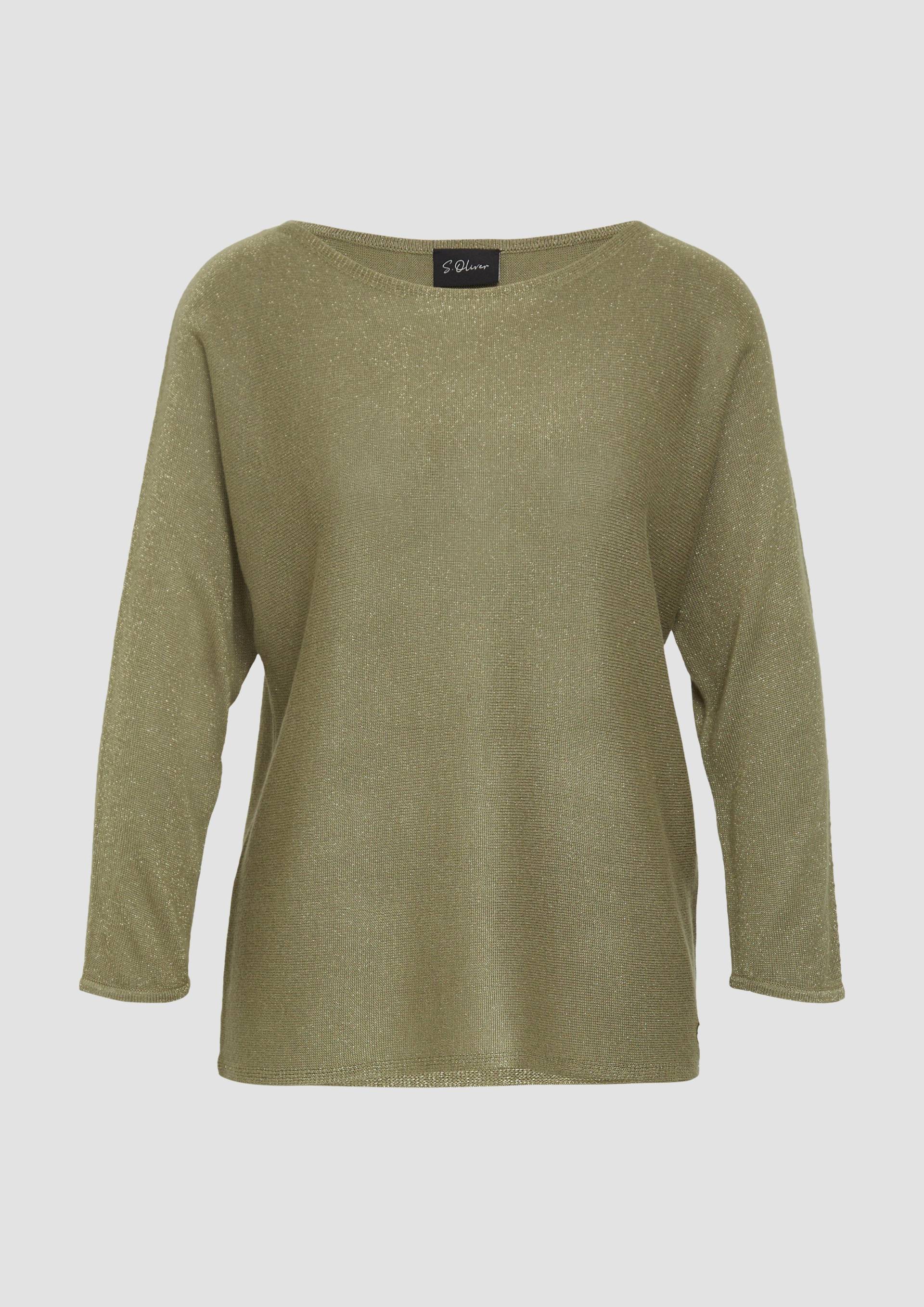 s.Oliver - Feinstrickpullover mit Glitzergarn und Fledermausärmeln, Damen, Grün von s.Oliver