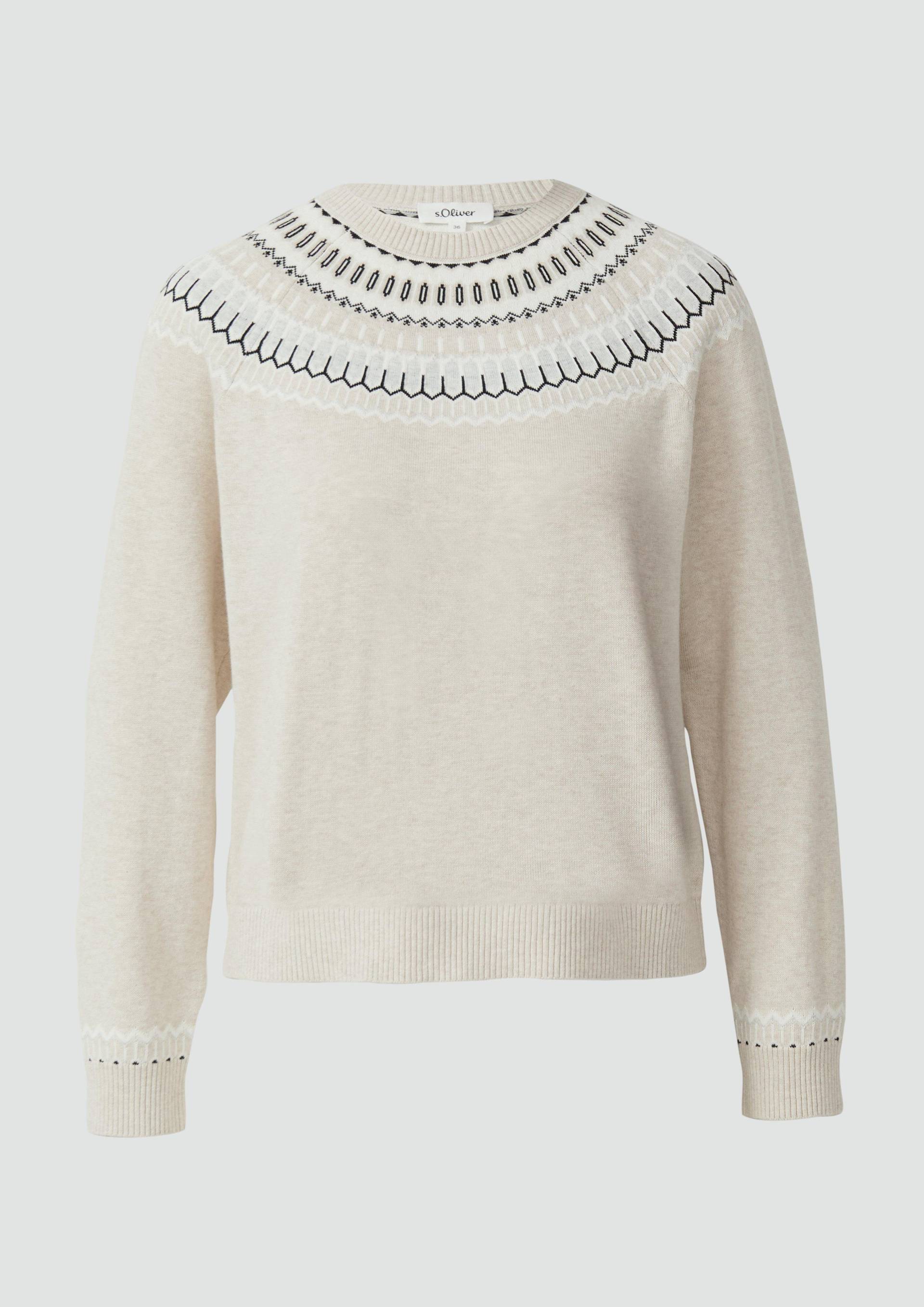 s.Oliver - Feinstrickpullover mit Norwegermuster, Damen, Beige von s.Oliver