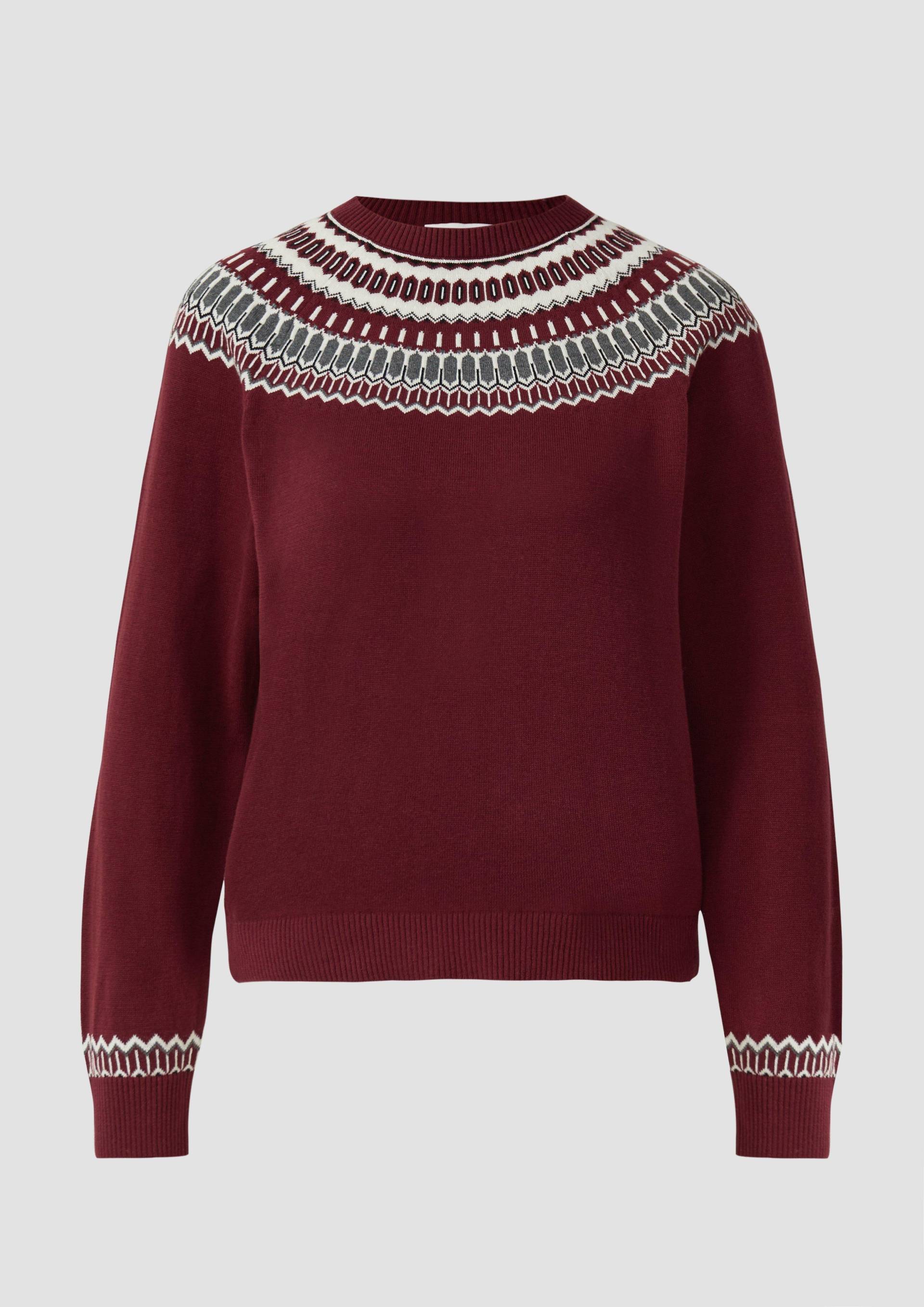 s.Oliver - Feinstrickpullover mit Norwegermuster, Damen, rot von s.Oliver