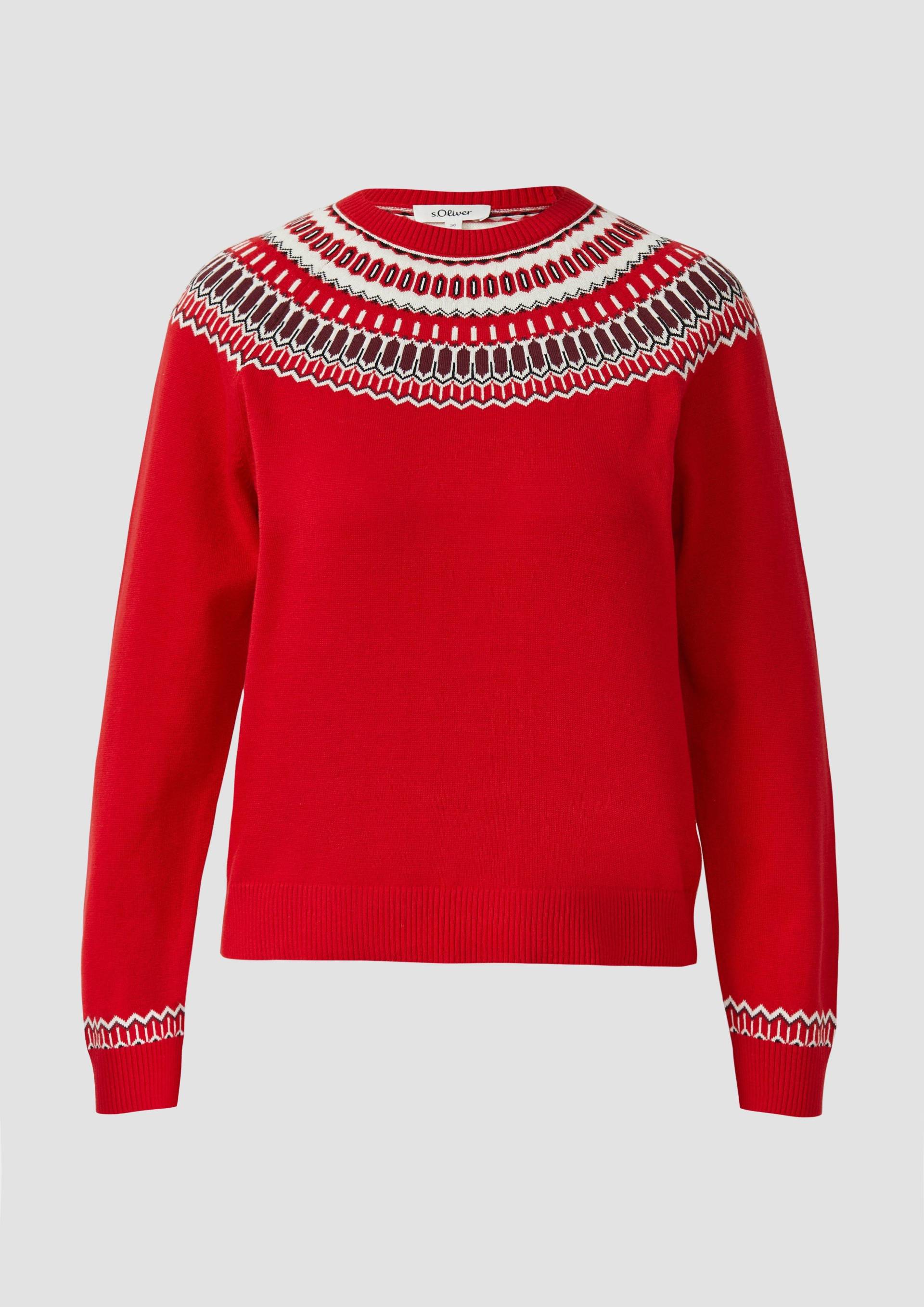 s.Oliver - Feinstrickpullover mit Norwegermuster, Damen, rot von s.Oliver