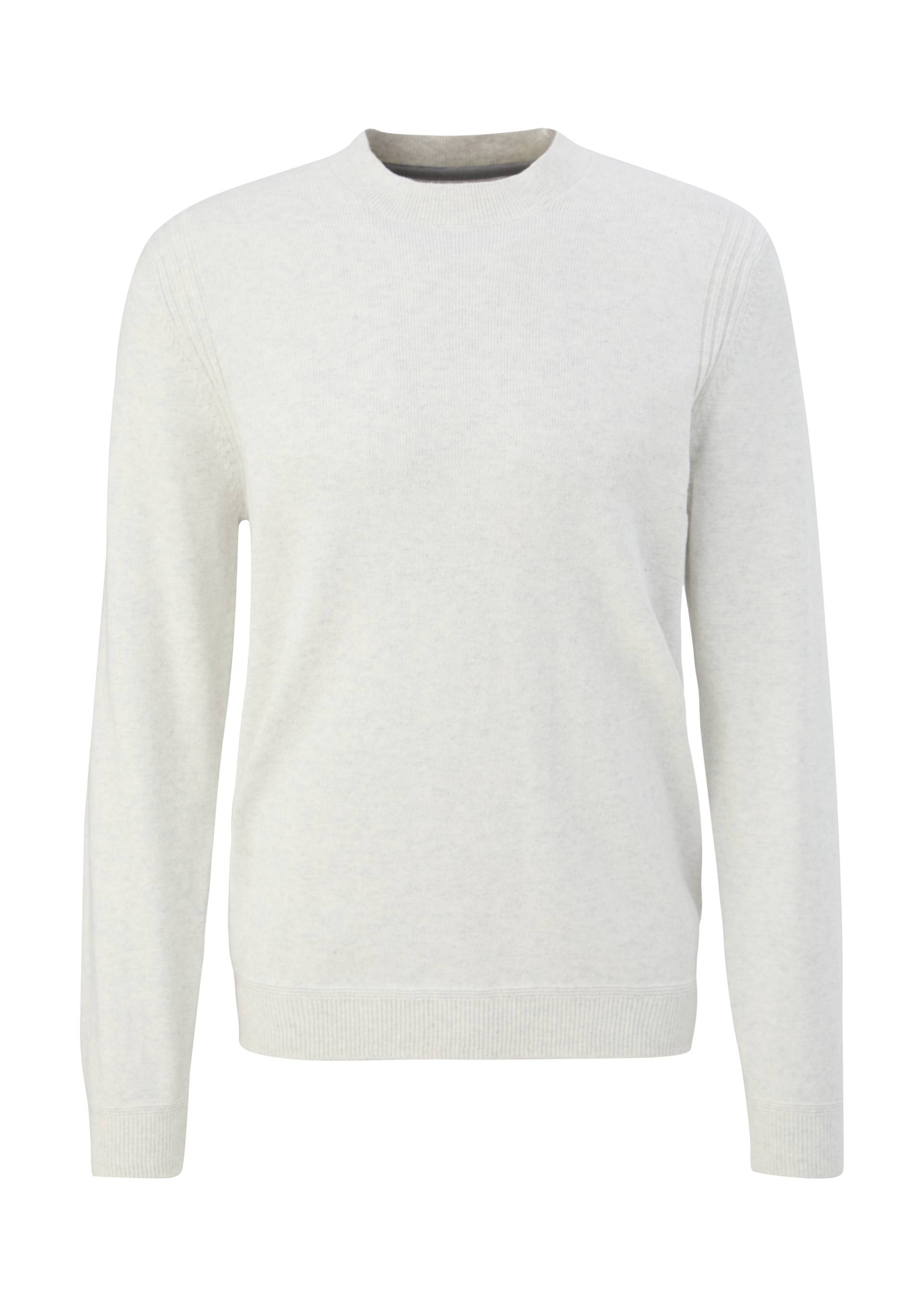 s.Oliver - Feinstrickpullover mit Rippdetails, Herren, creme|grau von s.Oliver