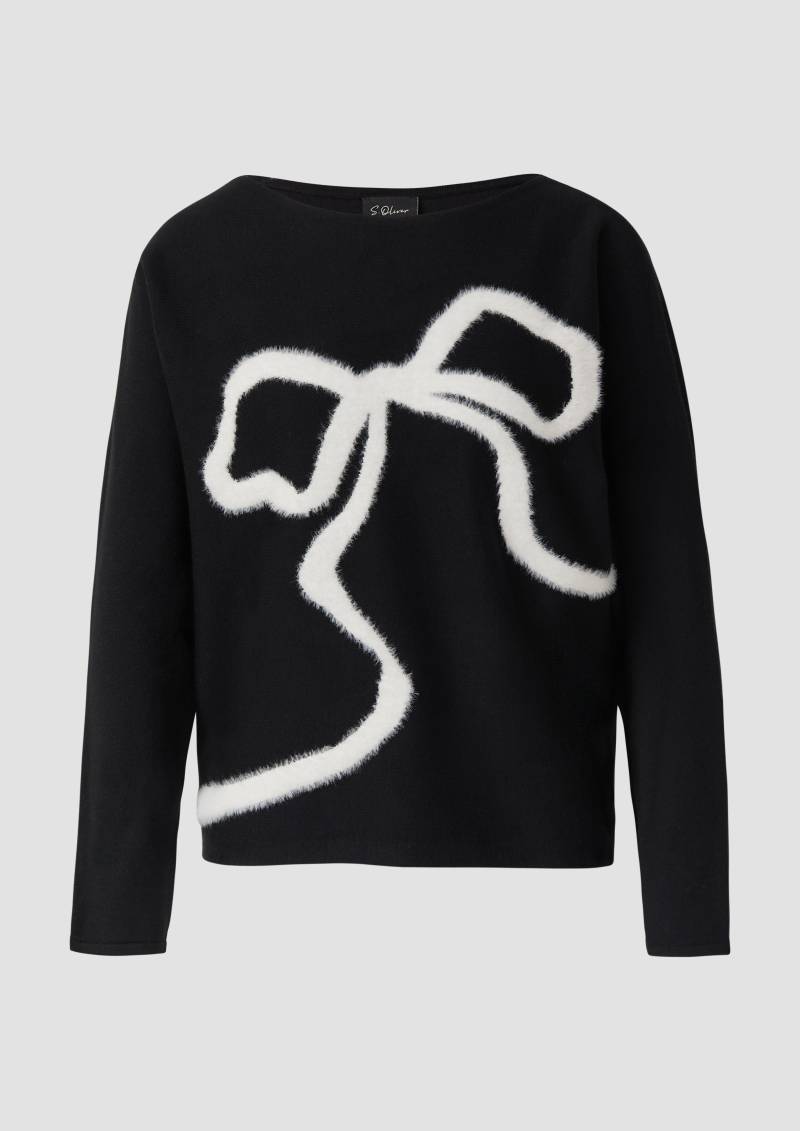 s.Oliver - Feinstrickpullover mit U-Boot-Ausschnitt und Schleifen-Intarsie vorne, Damen, Beige von s.Oliver