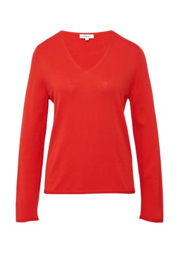s.Oliver Feinstrickpullover mit V-Ausschnitt und Rollkante am Saum rot 40 von s.Oliver