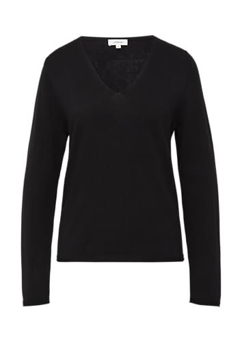 s.Oliver Feinstrickpullover mit V-Ausschnitt und Rollkante am Saum schwarz 34 von s.Oliver
