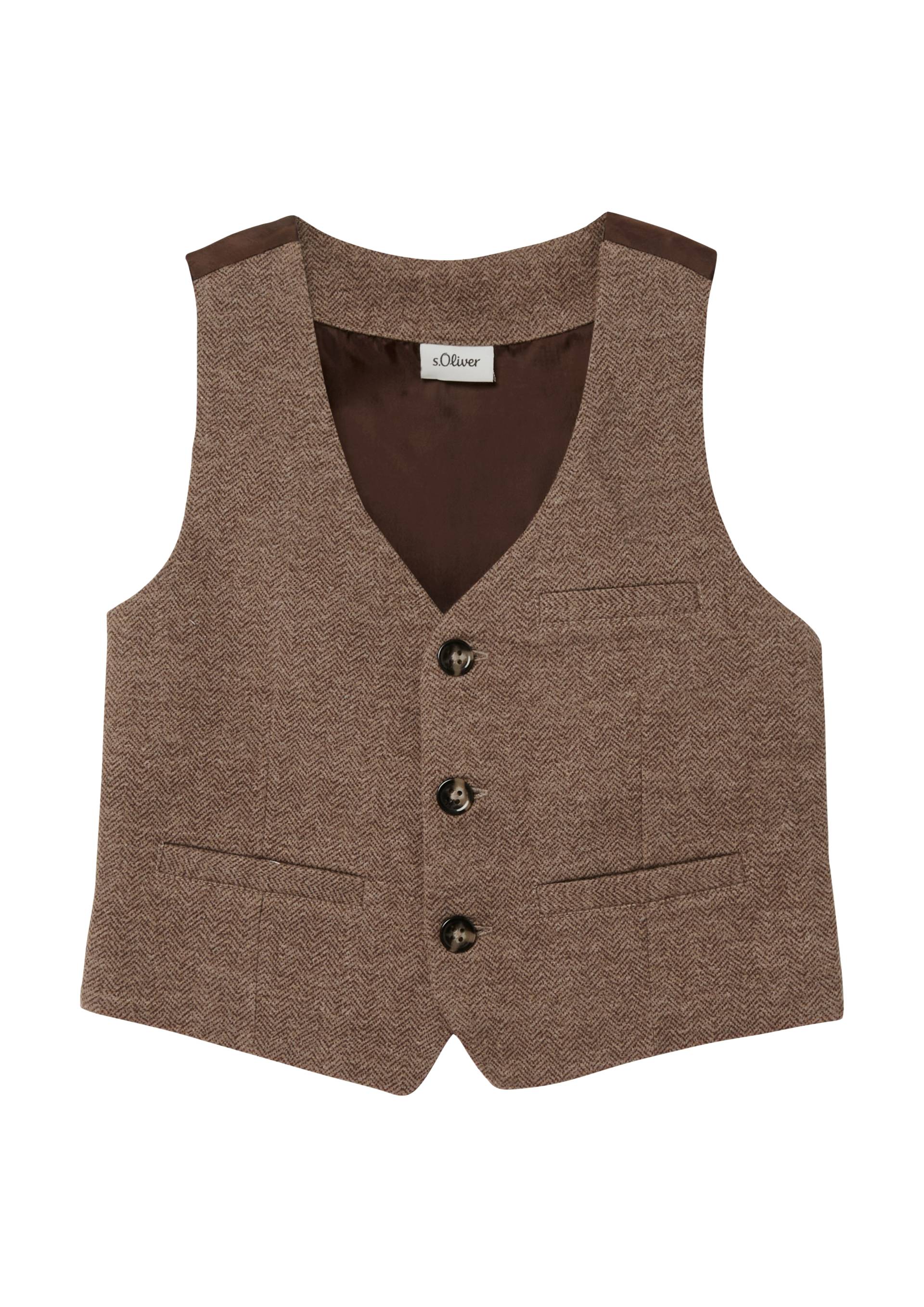 s.Oliver - Festliche Anzugsweste mit Herringbone-Muster, Kinder, braun von s.Oliver